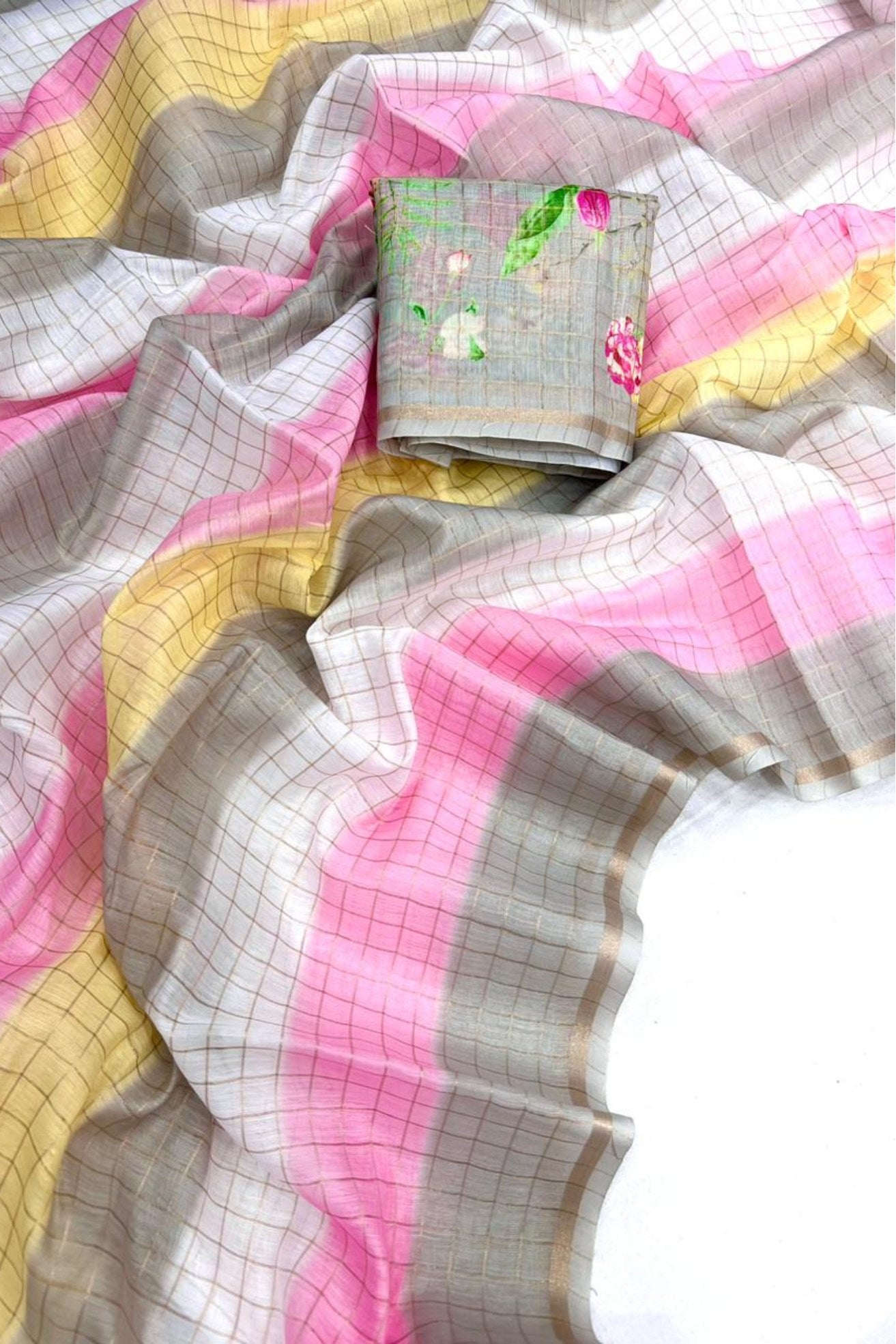 Mauvelous Pink Chanderi Linen Saree