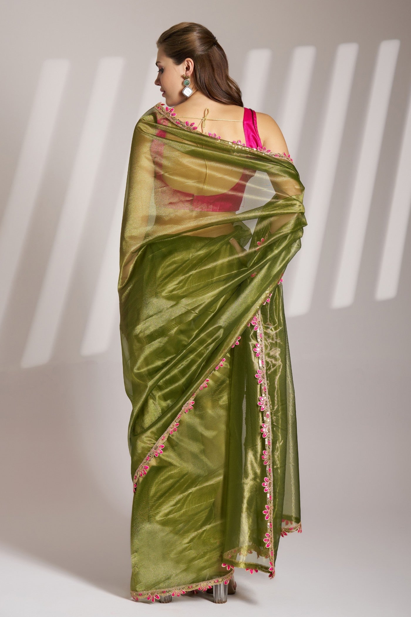 Bronzetone Green Partywear Net Saree