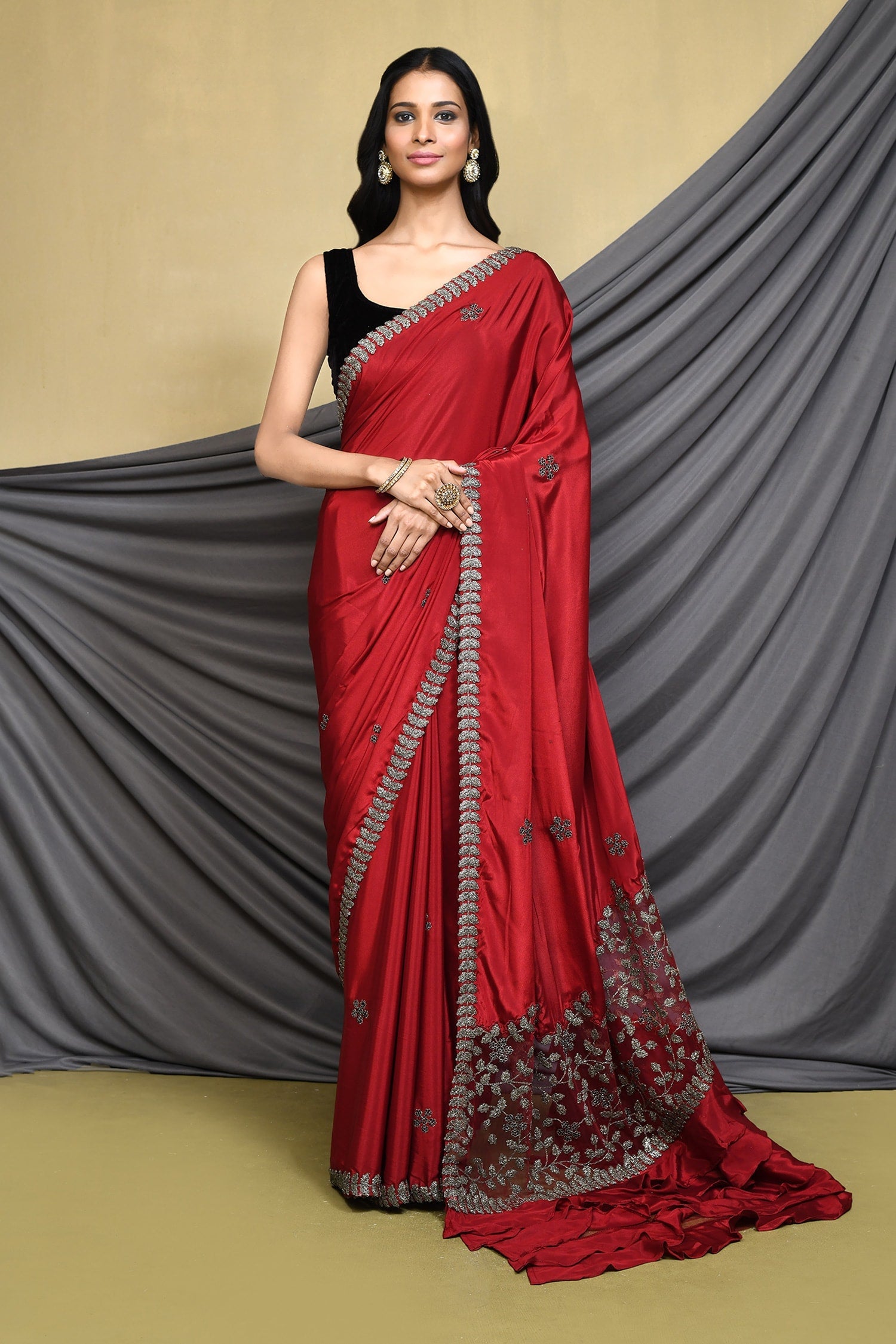 Rusty Red Designer Georgette Saree