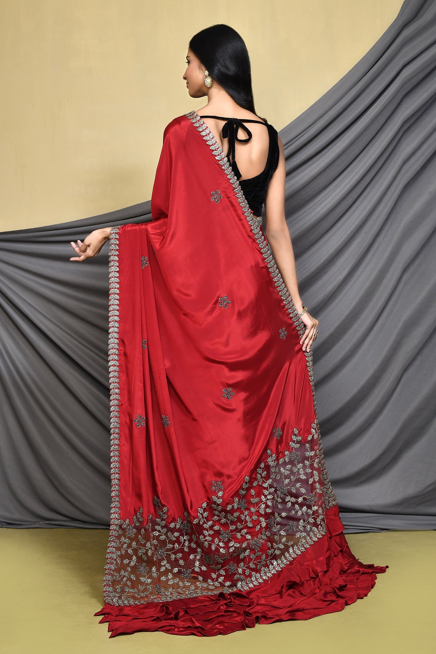 Rusty Red Designer Georgette Saree