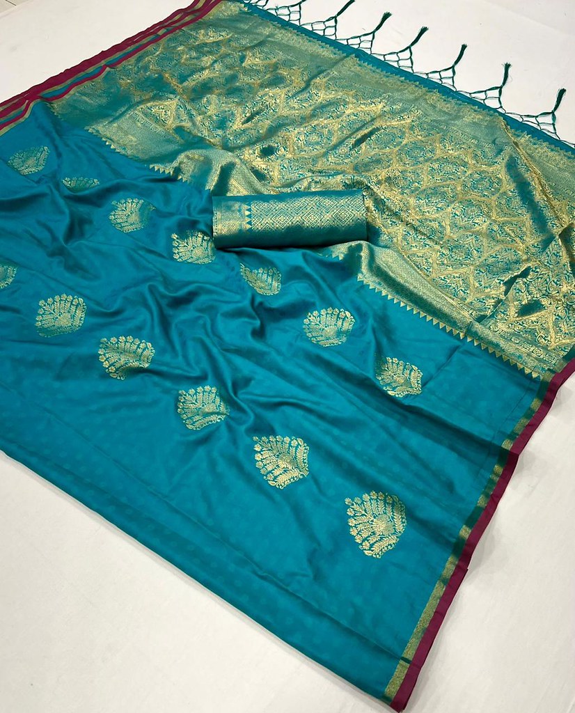 Winter Blue Handloom Banarasi Saree