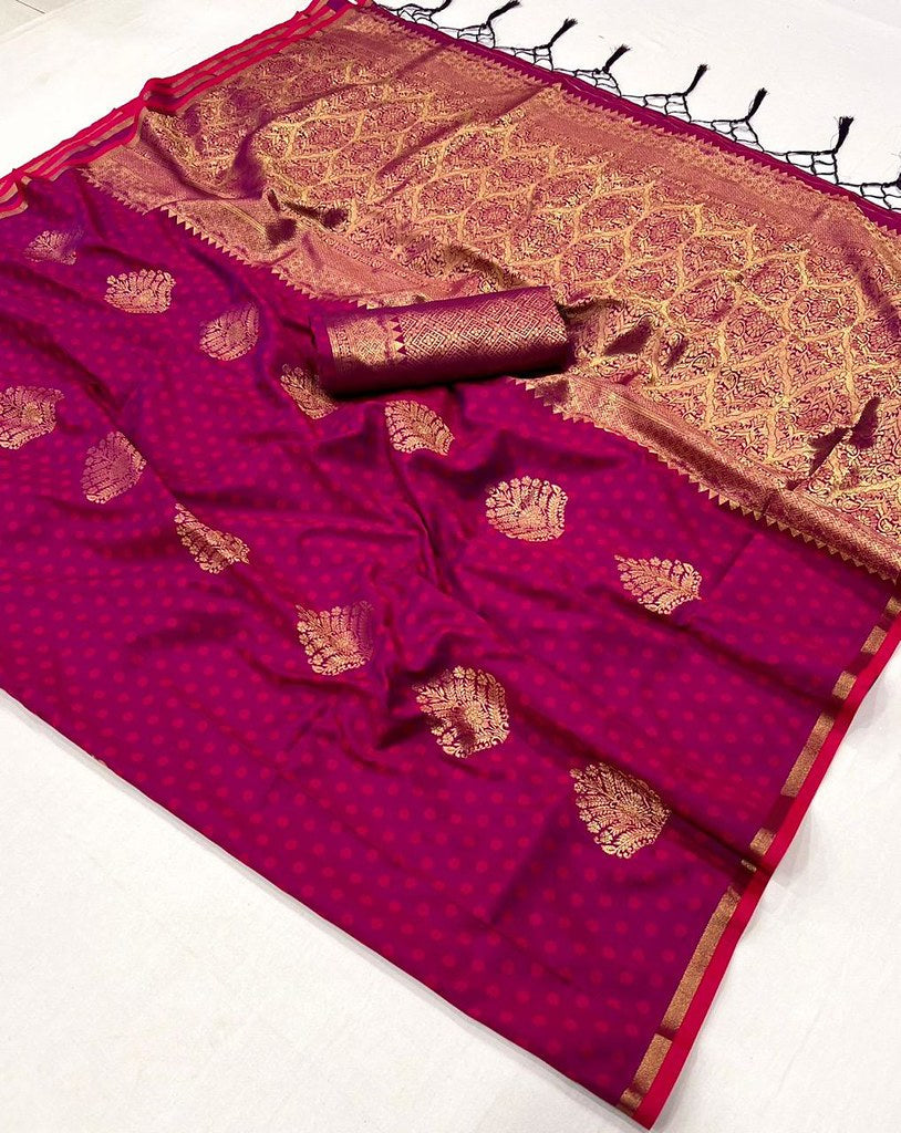 Wine Purple Handloom Banarasi Saree