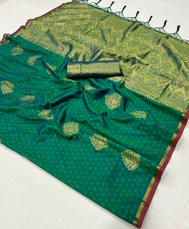 Spark Green Handloom Banarasi Saree