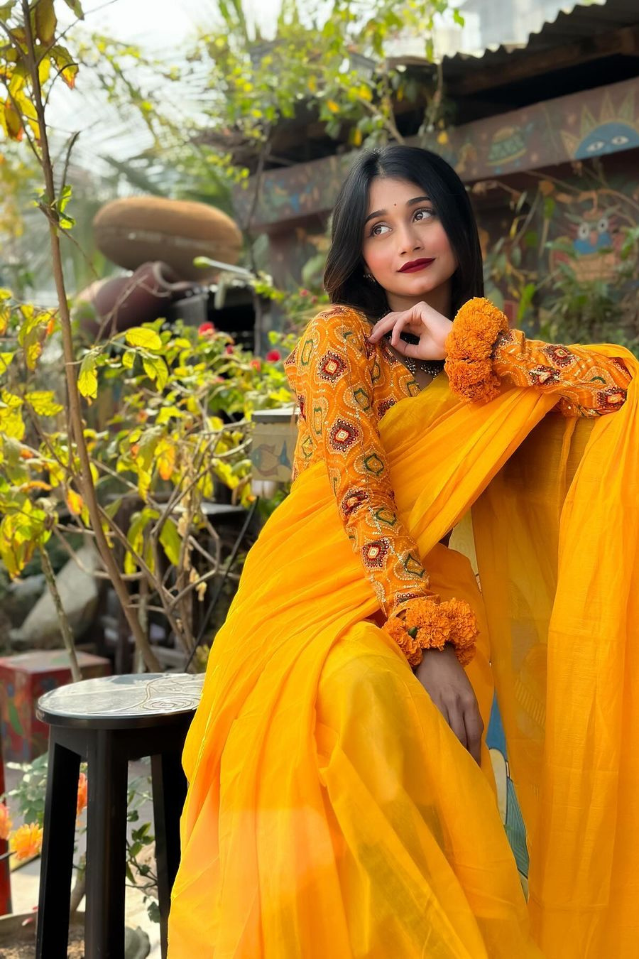 California Yellow Gicha Cotton Handloom Saree