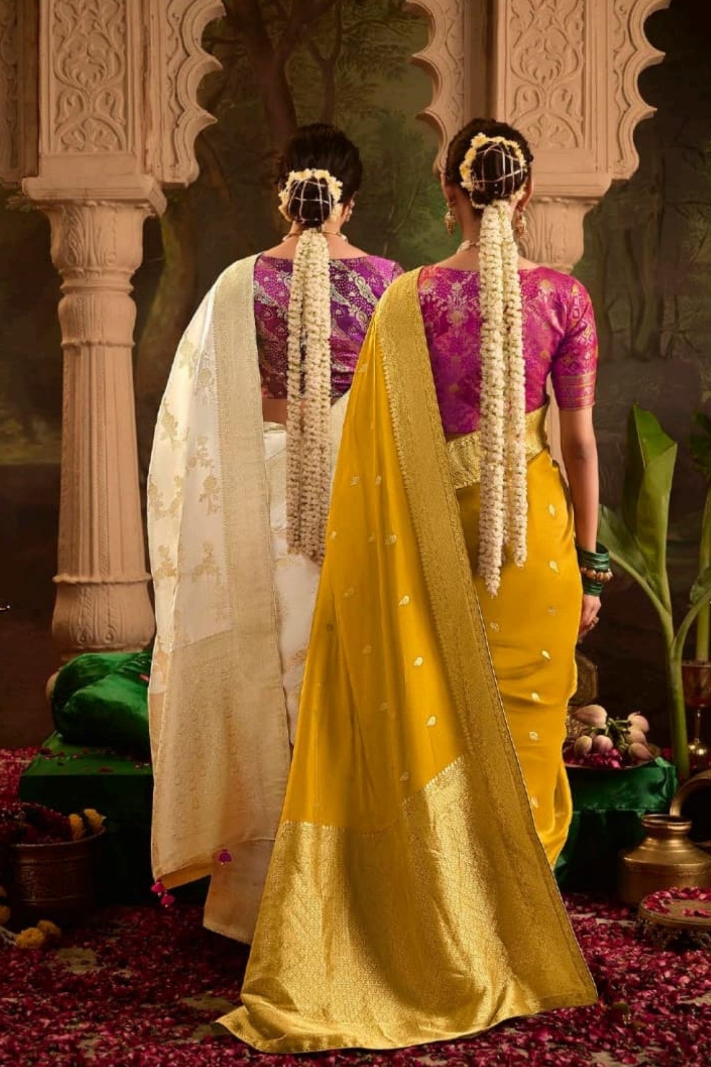 Equator Yellow Designer Banarasi Dola Silk Saree