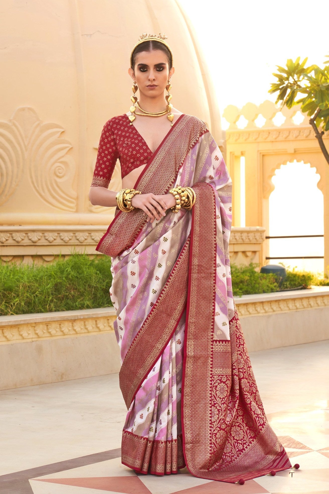 Oriental Pink Woven Patola Printed Silk Saree