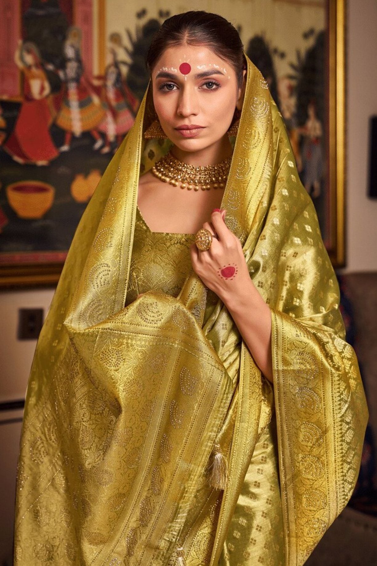 Kumera Green Zari Woven Banarasi Saree