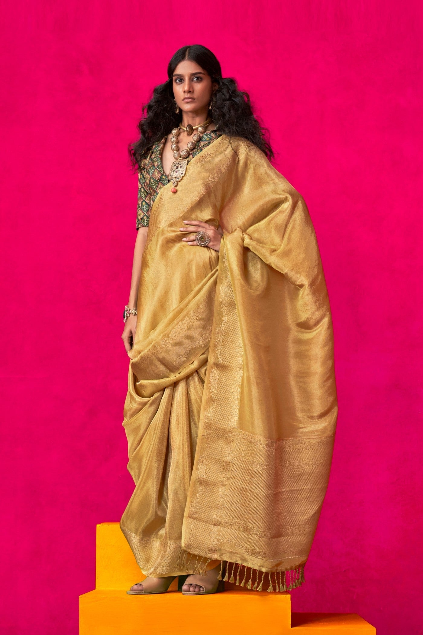 Sunflower Yellow Tissue Silk Saree