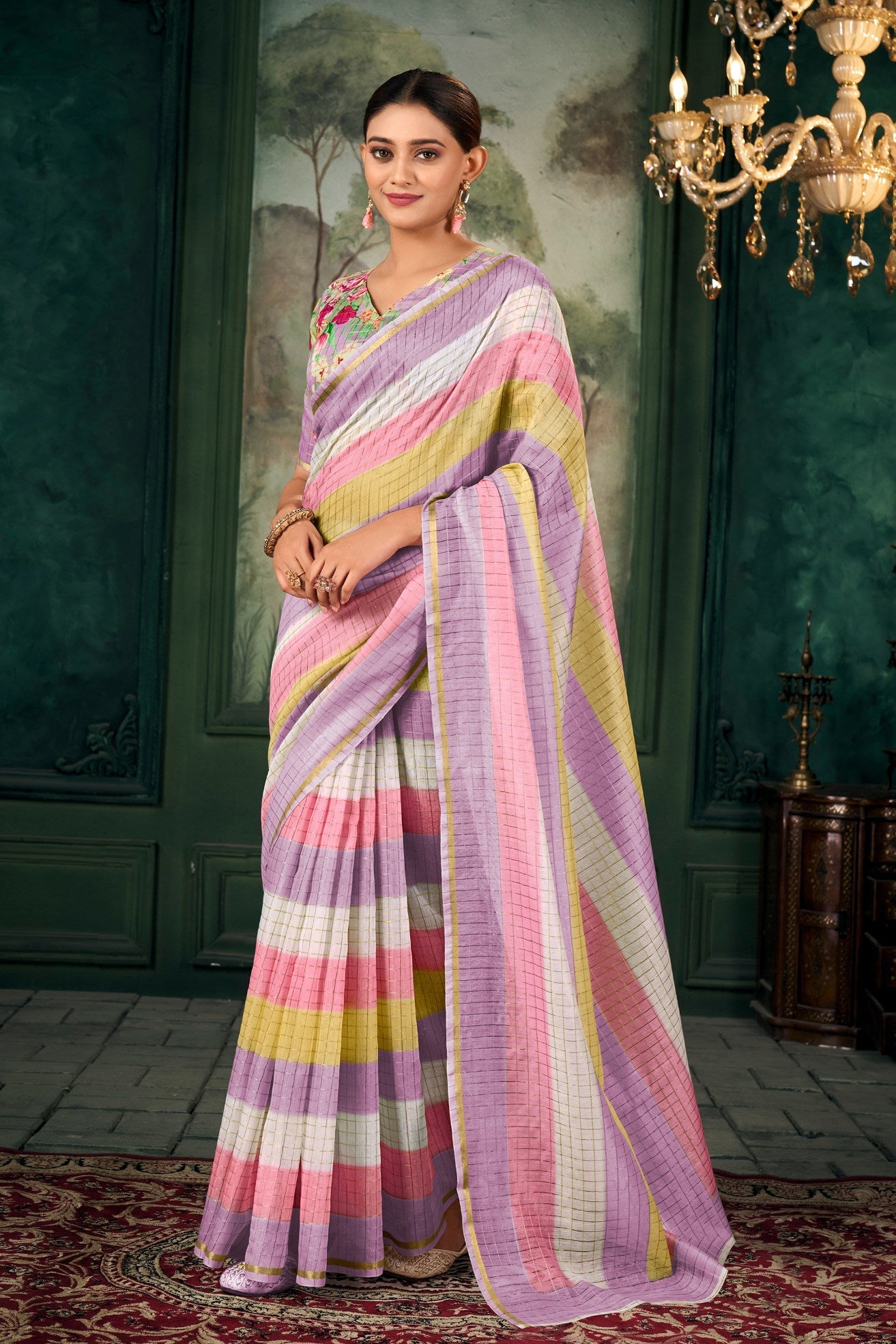 Soap Purple Chanderi Linen Saree