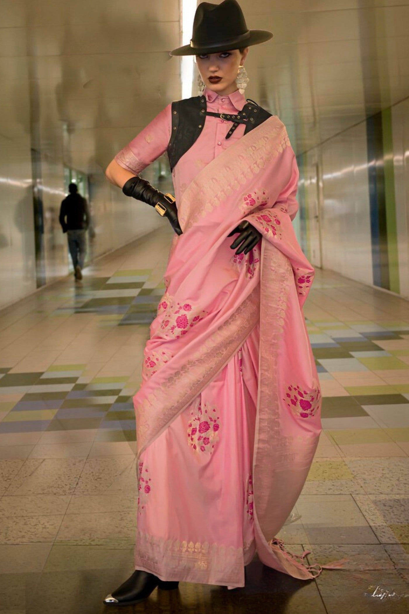 Contessa Pink Handloom Katan Silk Saree