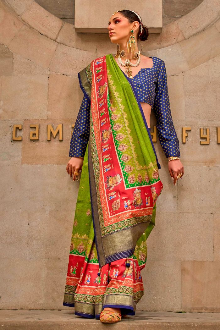 Yukon Green Printed Patola Saree