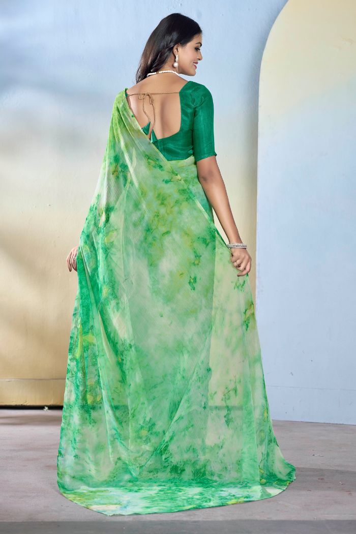 Pista Green Ready To Wear Georgette Saree