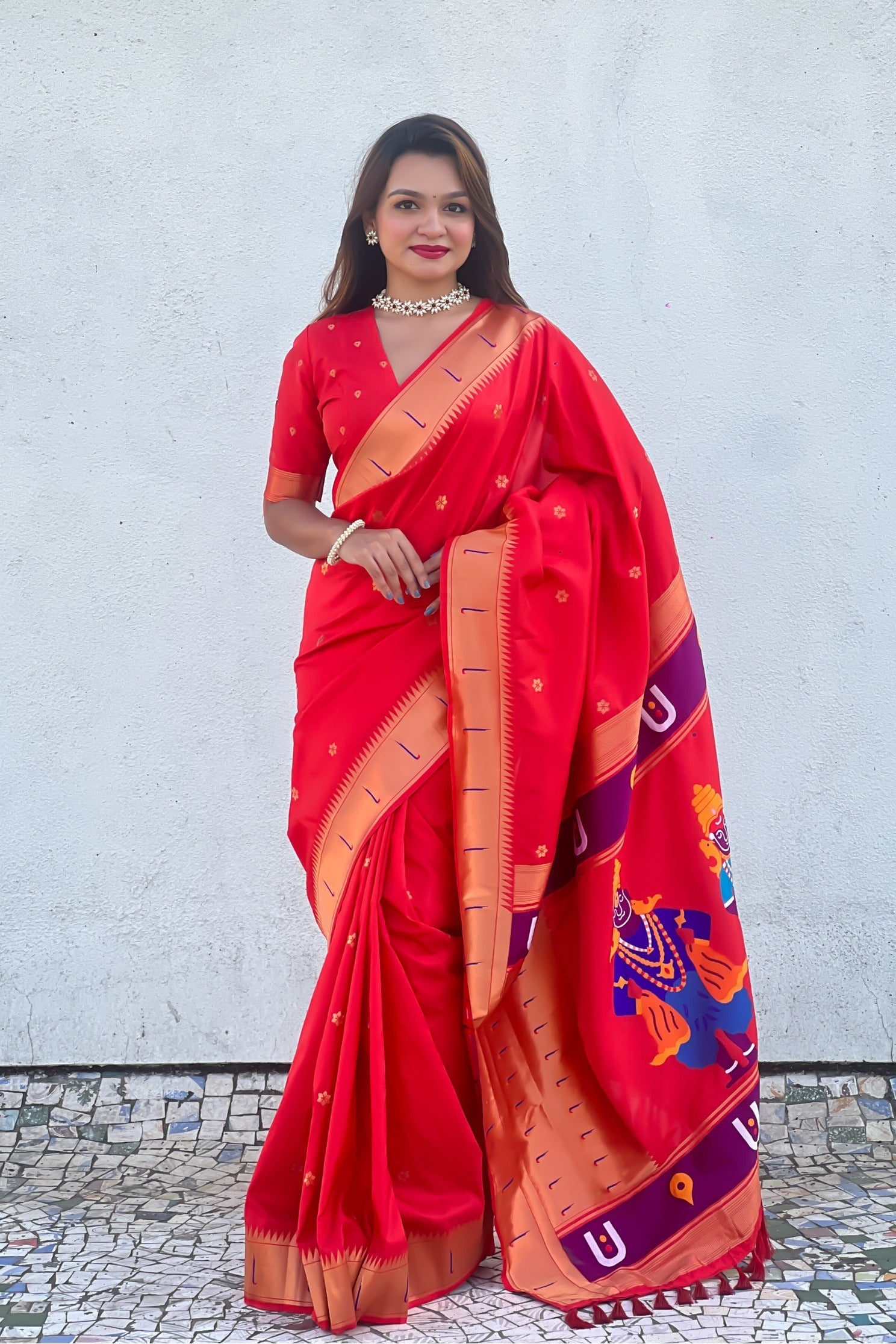 Rose Red Woven Paithani Saree