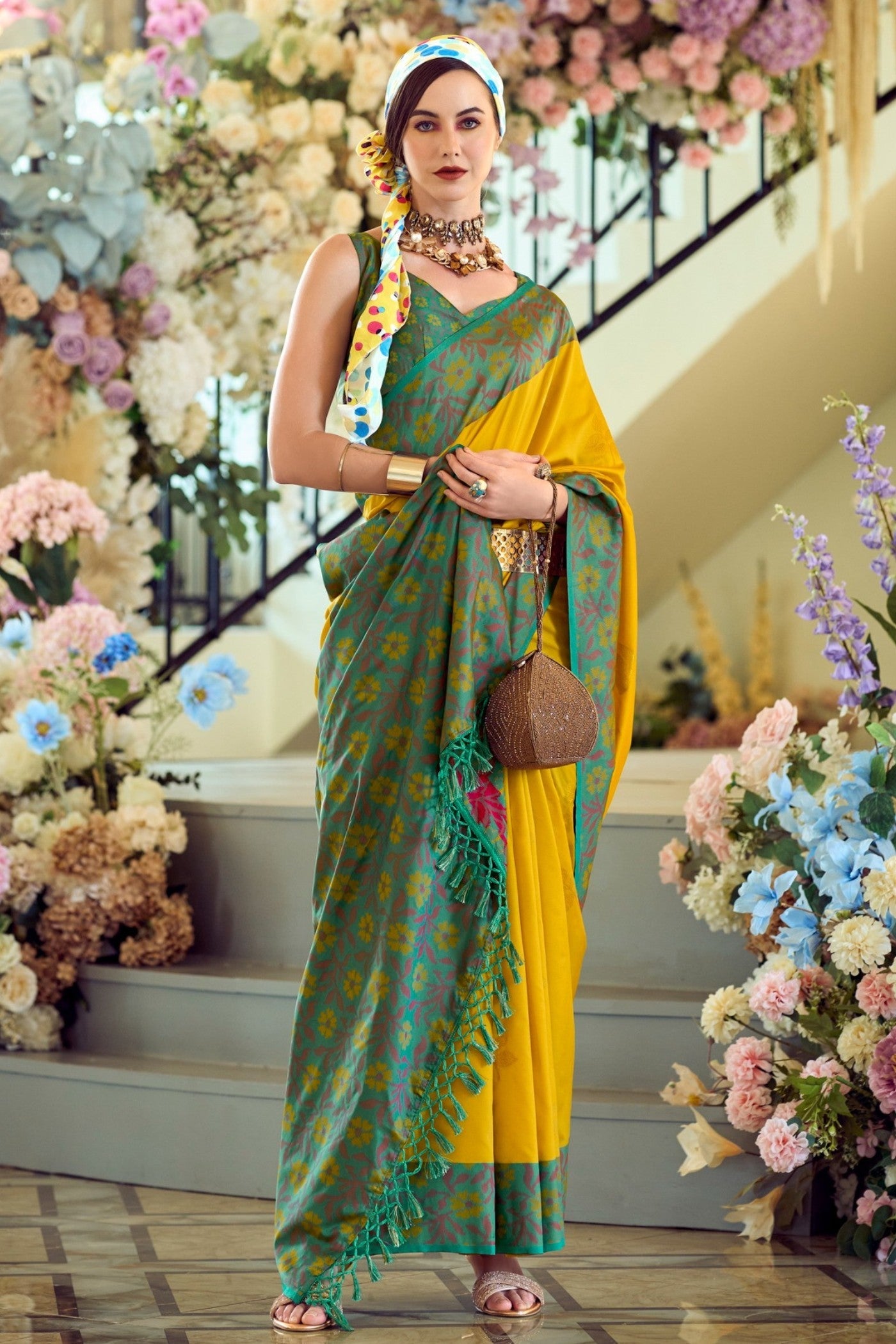 Buttercup Yellow Woven Banarasi Soft Silk Saree