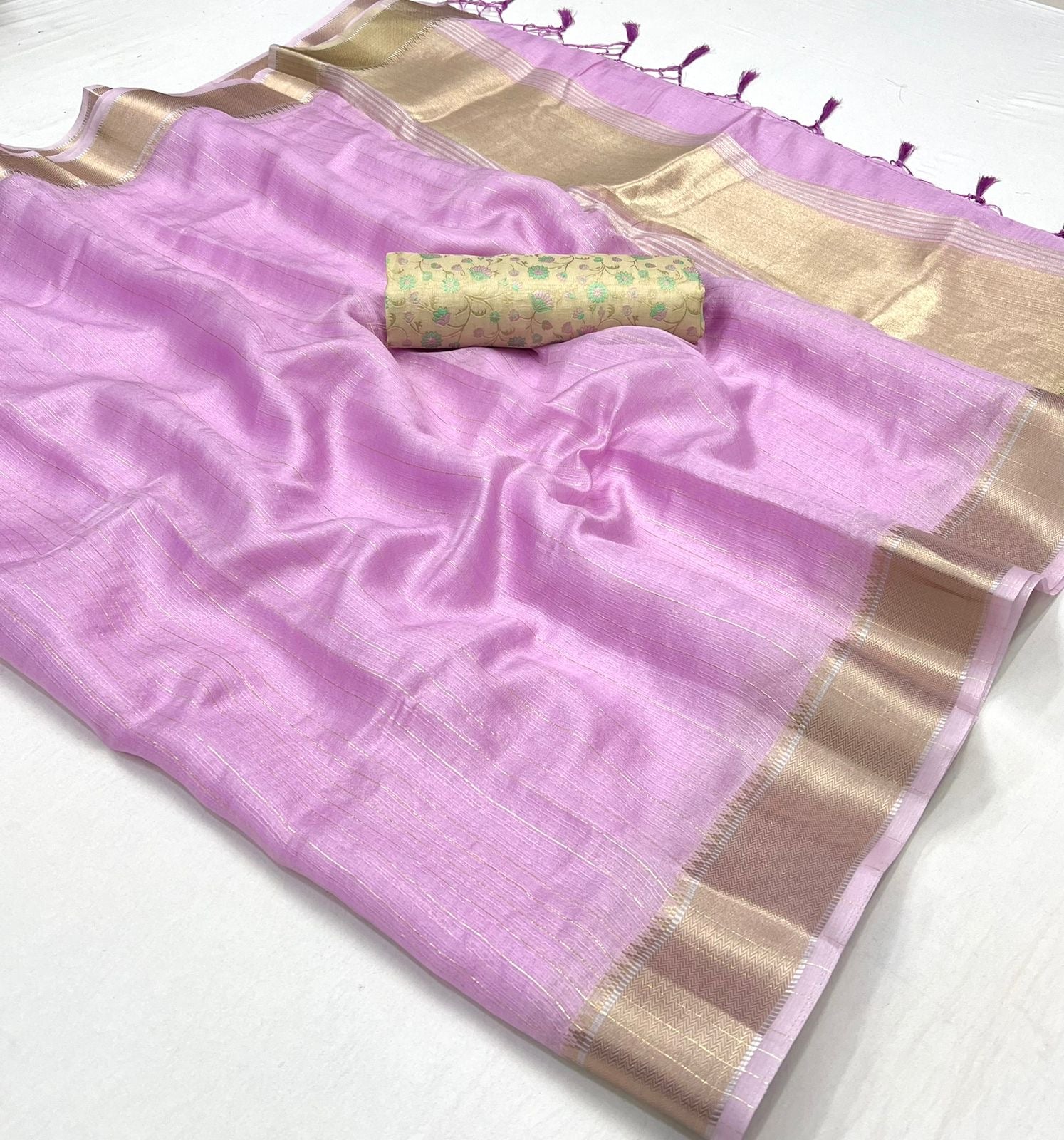 Viola Purple Chiffon Handloom Saree