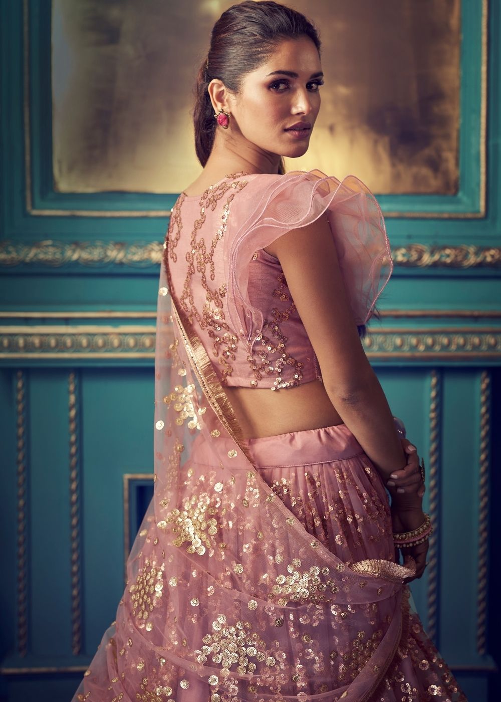 Solid Pink Designer Soft Net Lehenga Choli