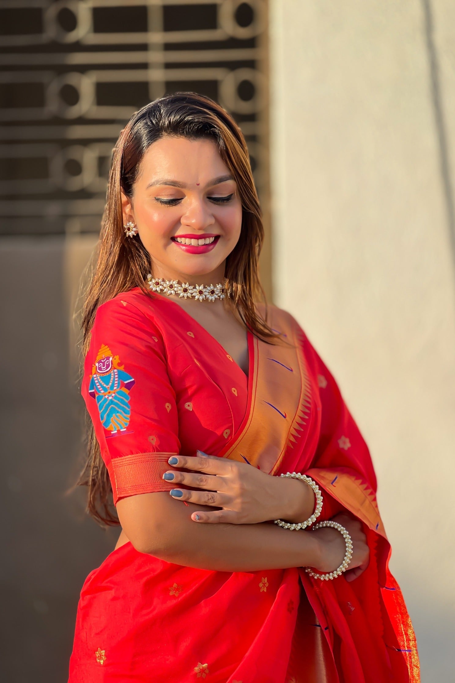 Rose Red Woven Paithani Saree