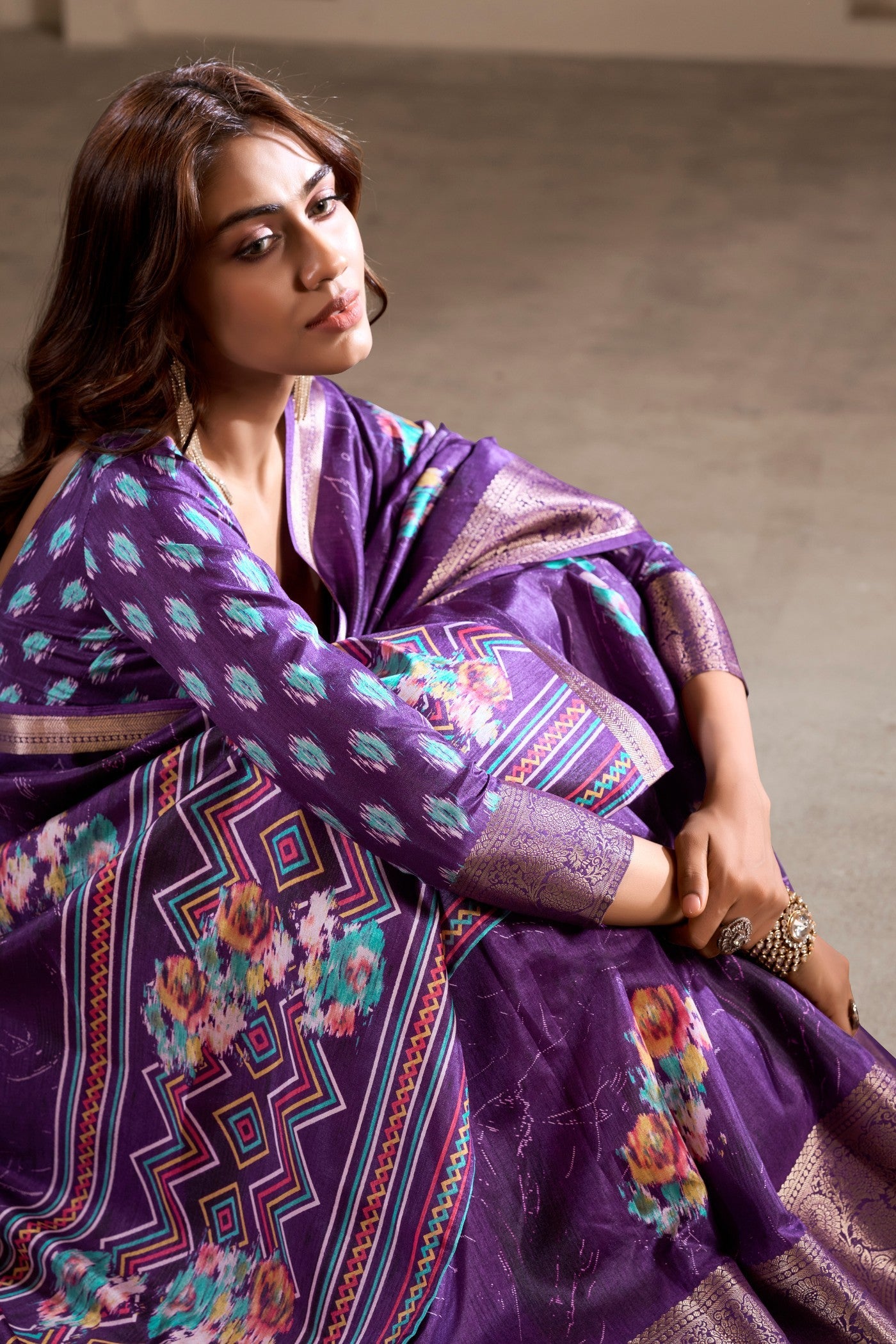 Lily Purple Printed Soft Dola Silk Saree