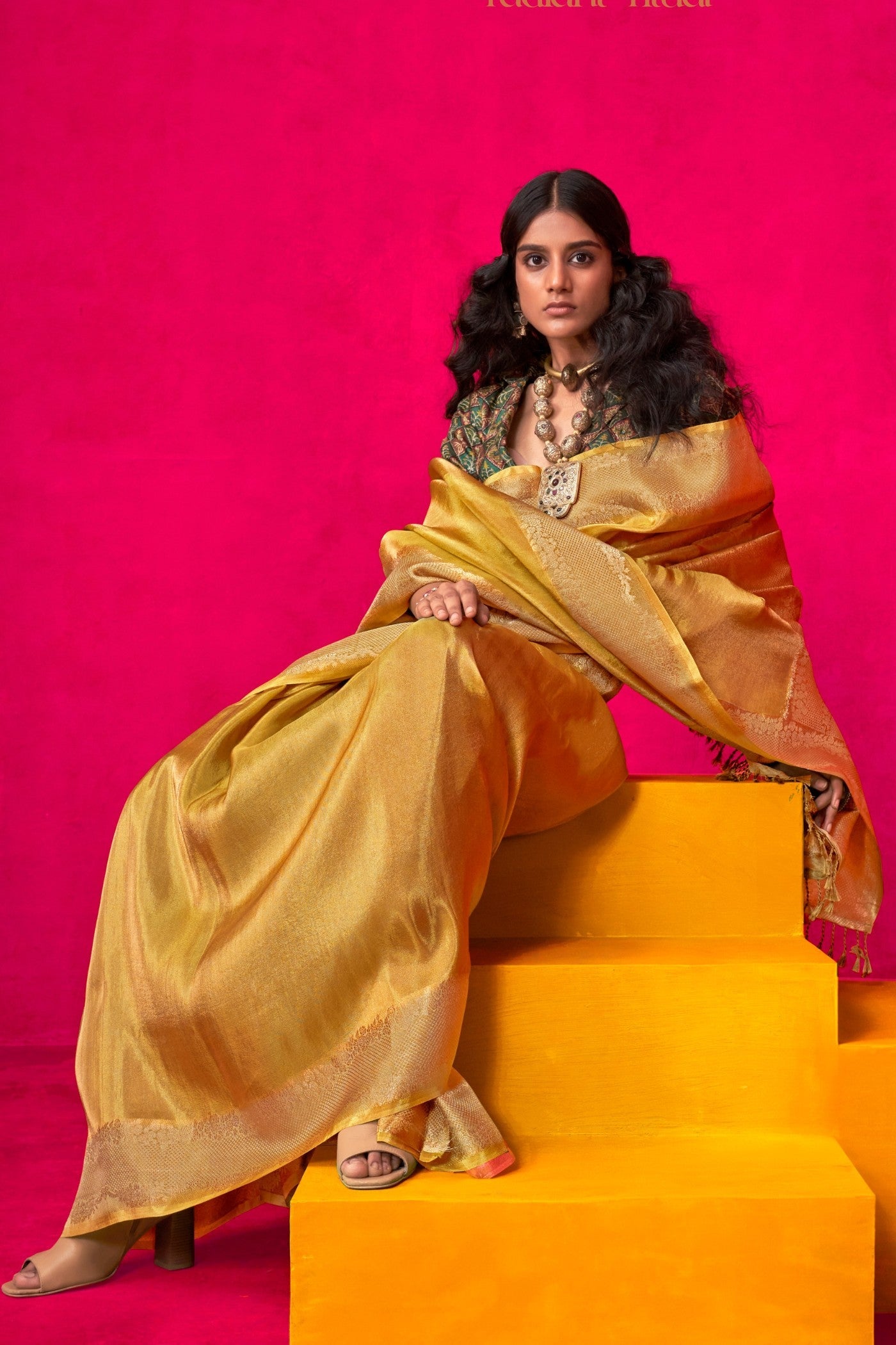 Sunflower Yellow Tissue Silk Saree