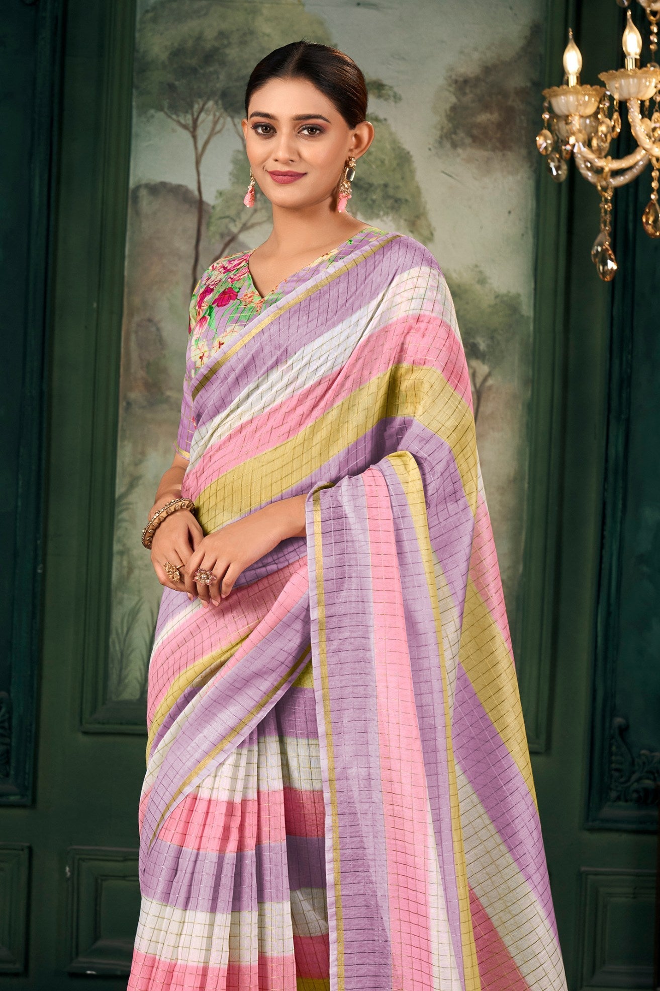 Soap Purple Chanderi Linen Saree