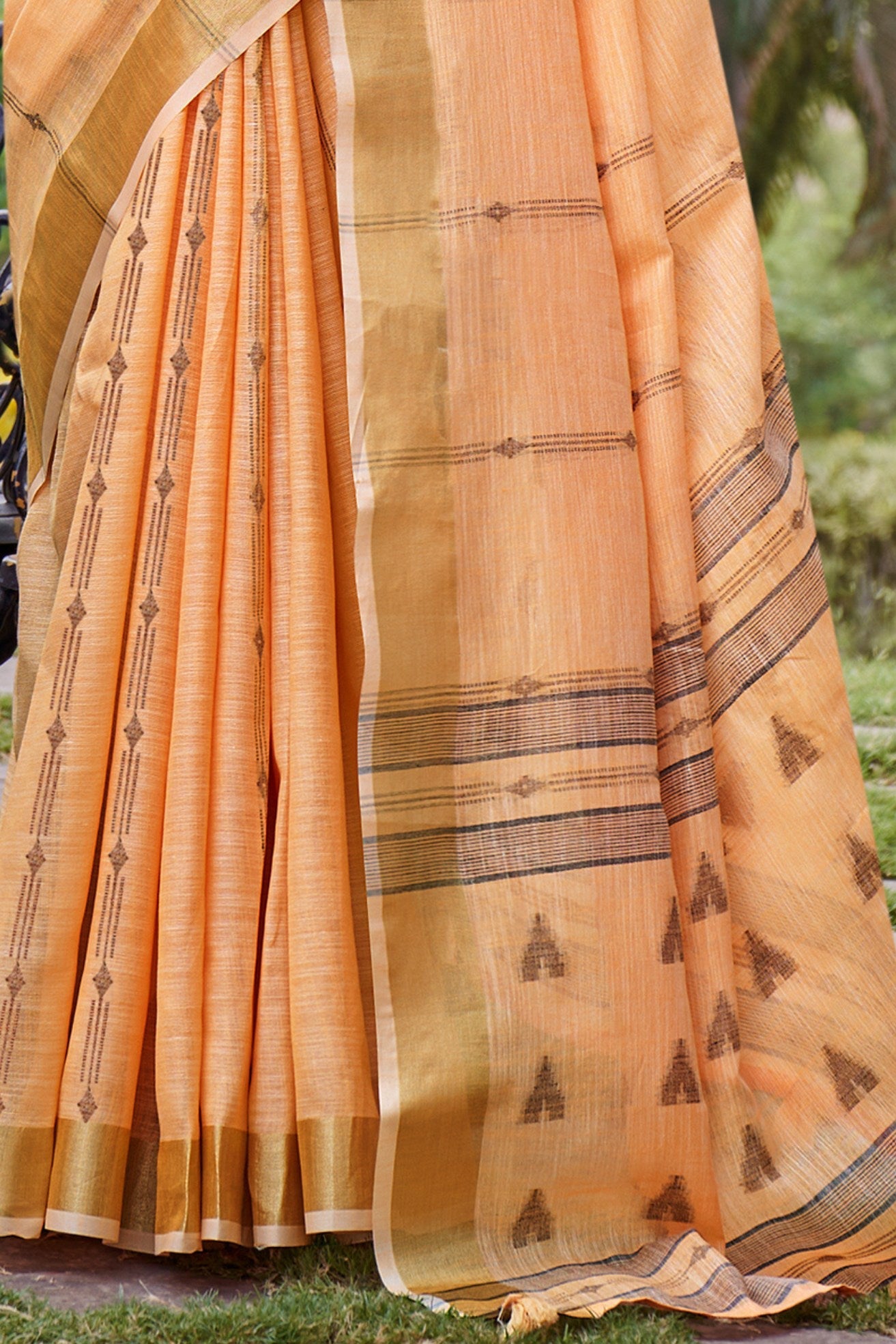 Tangerine Orange Cotton Silk Saree