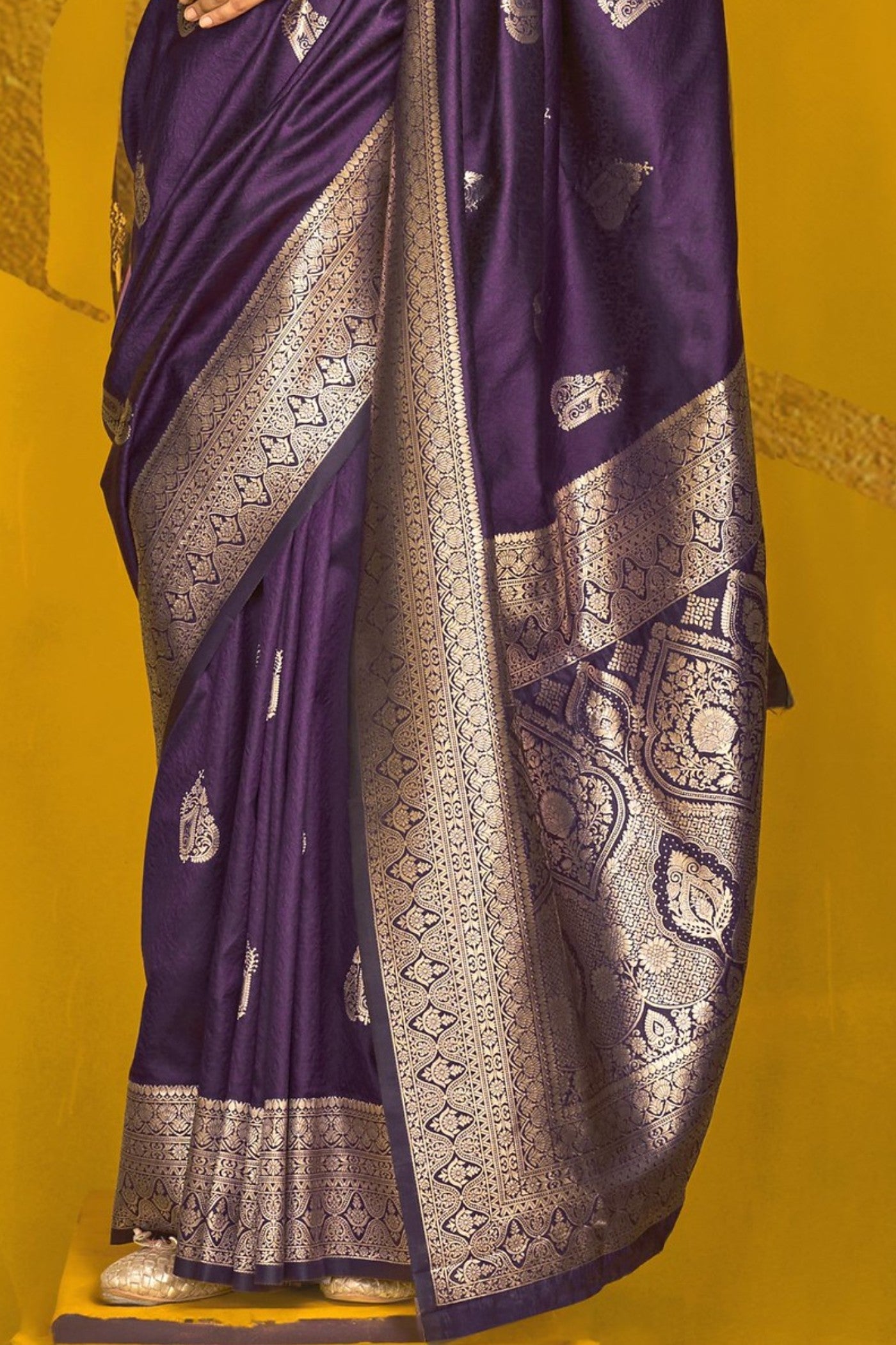 Mulberry Purple Banarasi Handloom Silk Saree