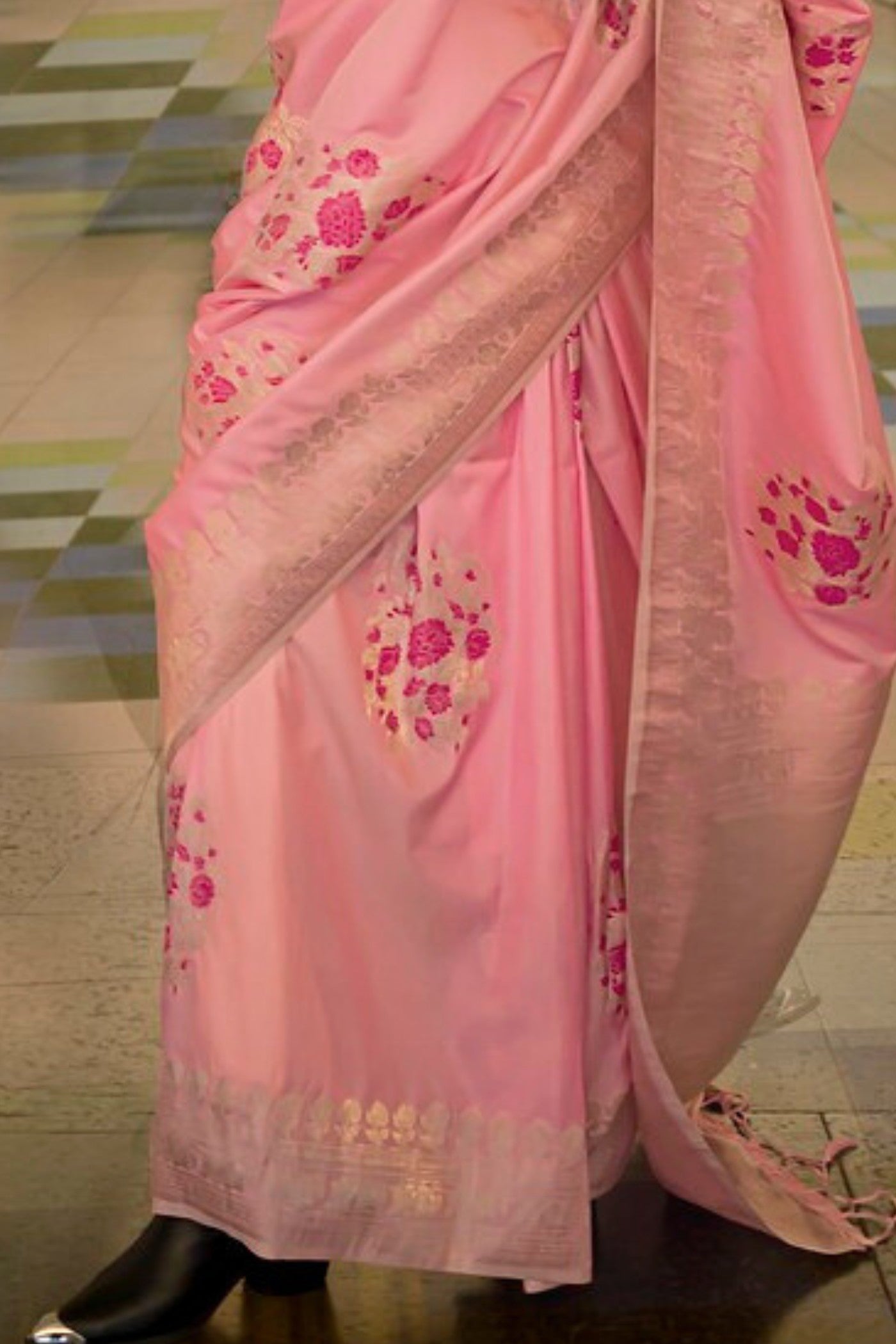 Contessa Pink Handloom Katan Silk Saree