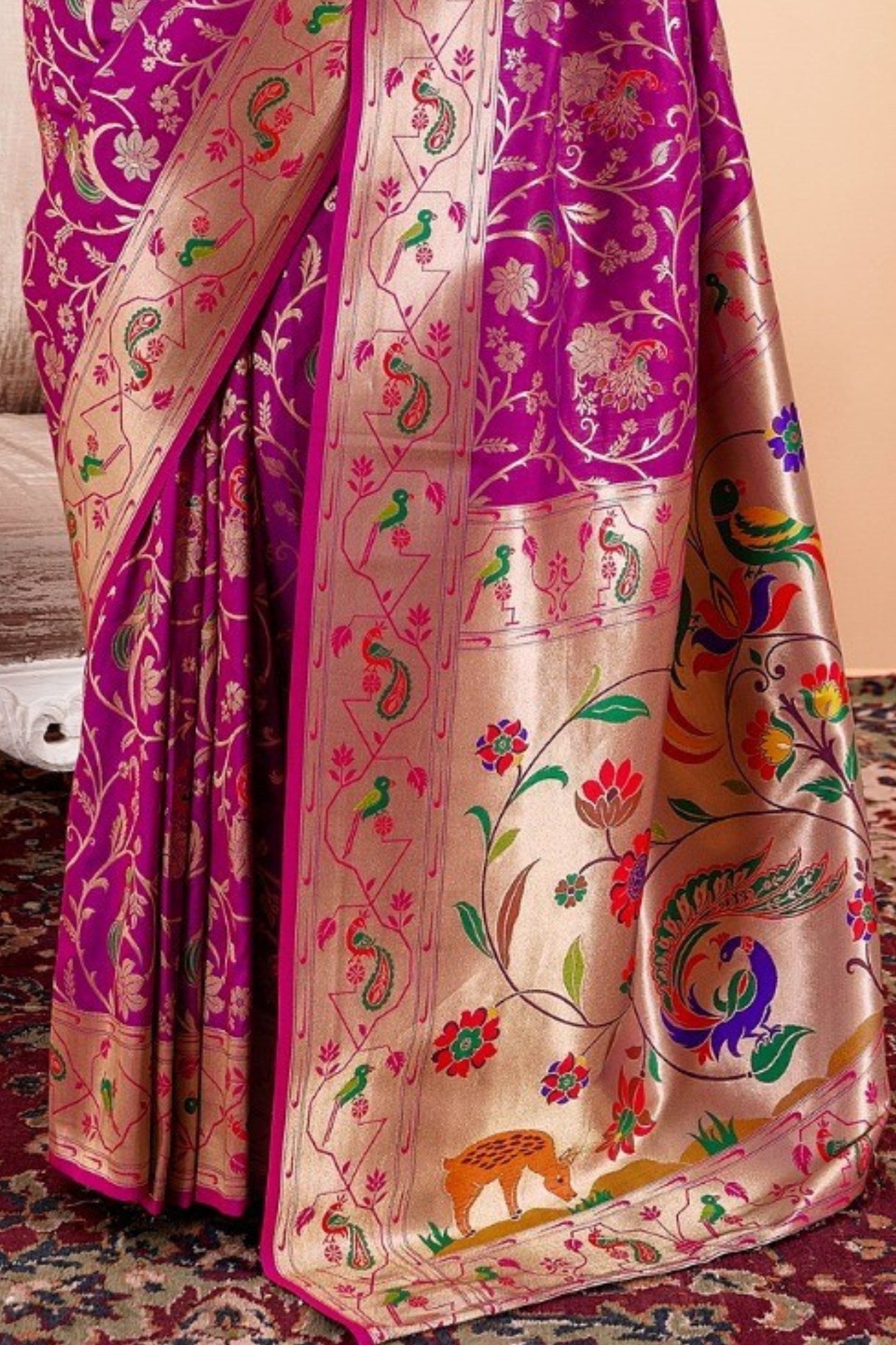 Grape Purple Woven Paithani Saree