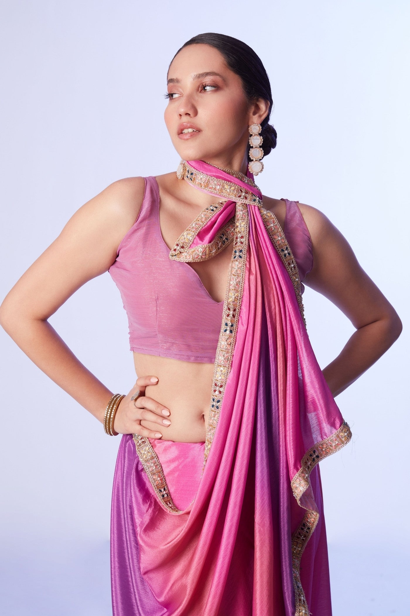 Taffy Pink Designer Partywear Saree