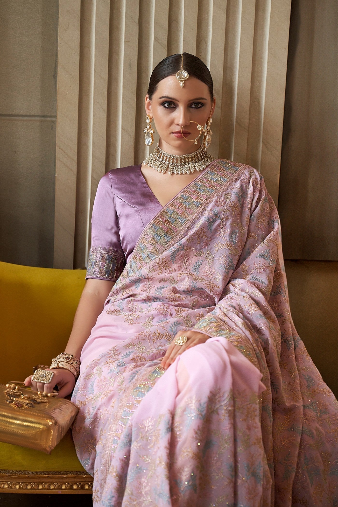 Del Rio Purple Tissue Designer Saree