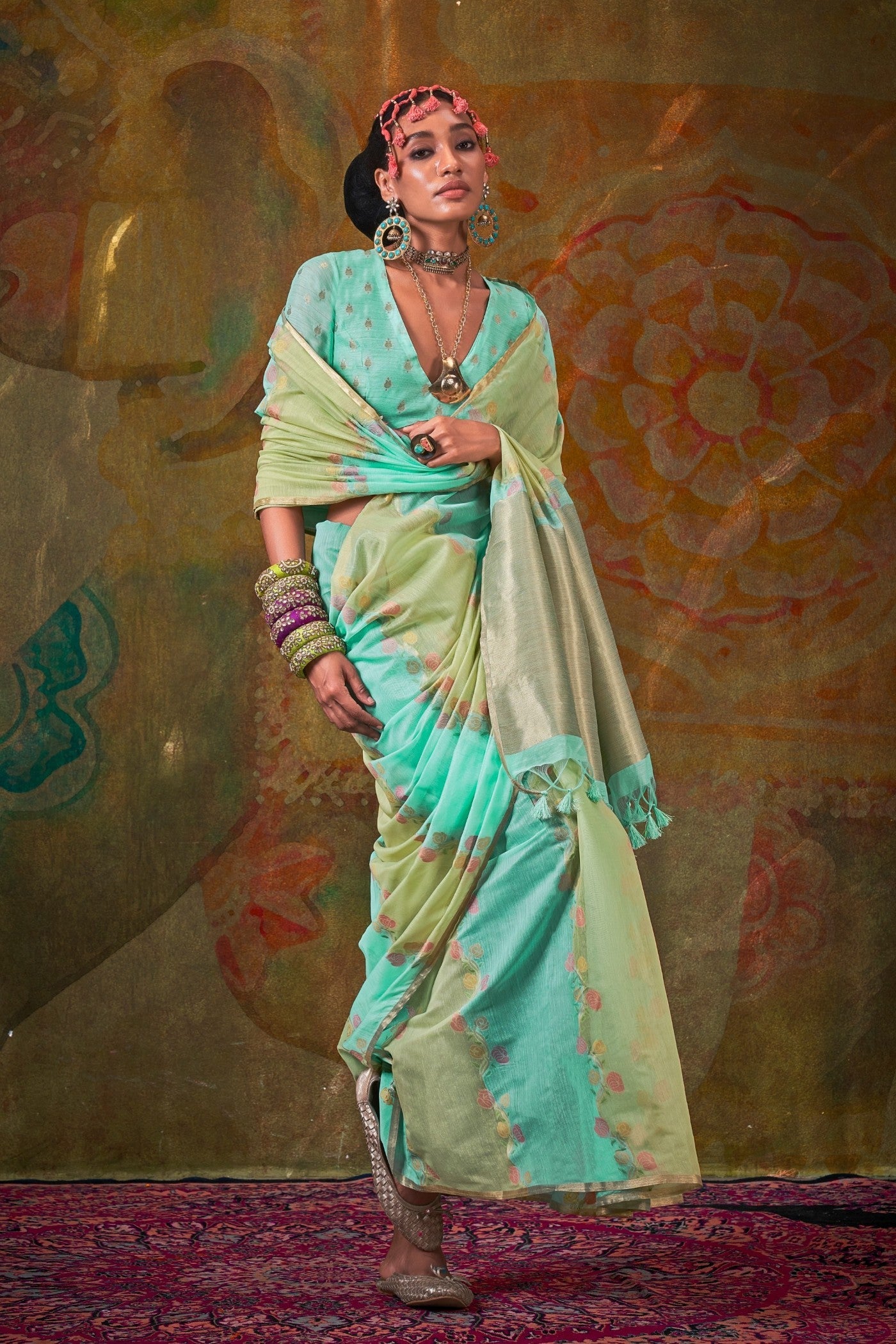 Shamrock Green Banarasi Handloom Saree