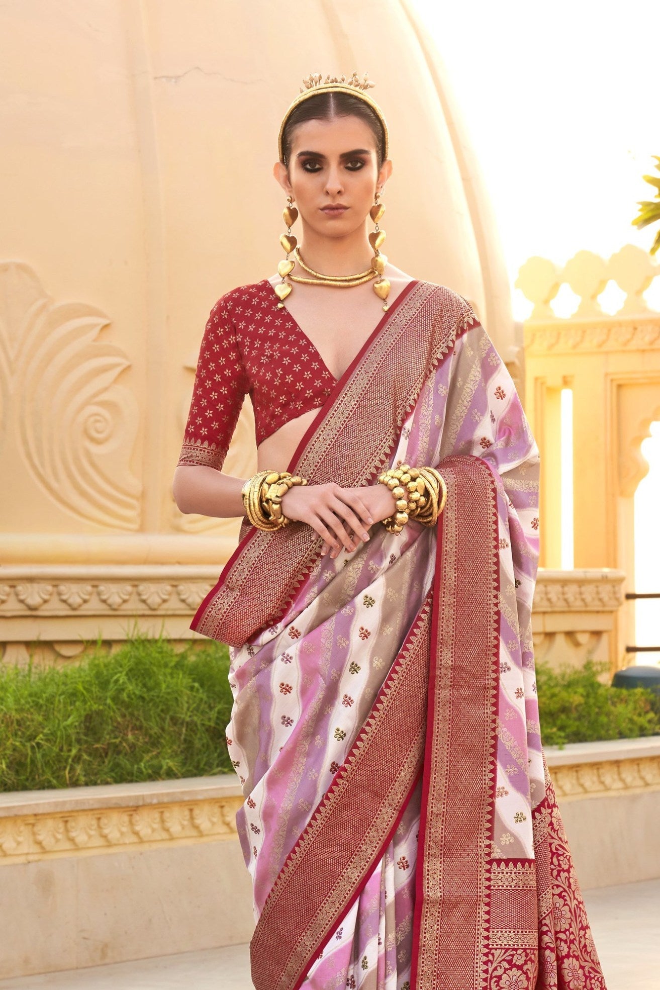 Oriental Pink Woven Patola Printed Silk Saree