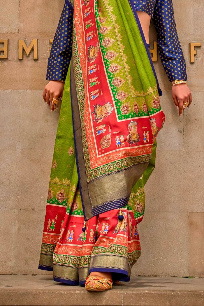 Yukon Green Printed Patola Saree