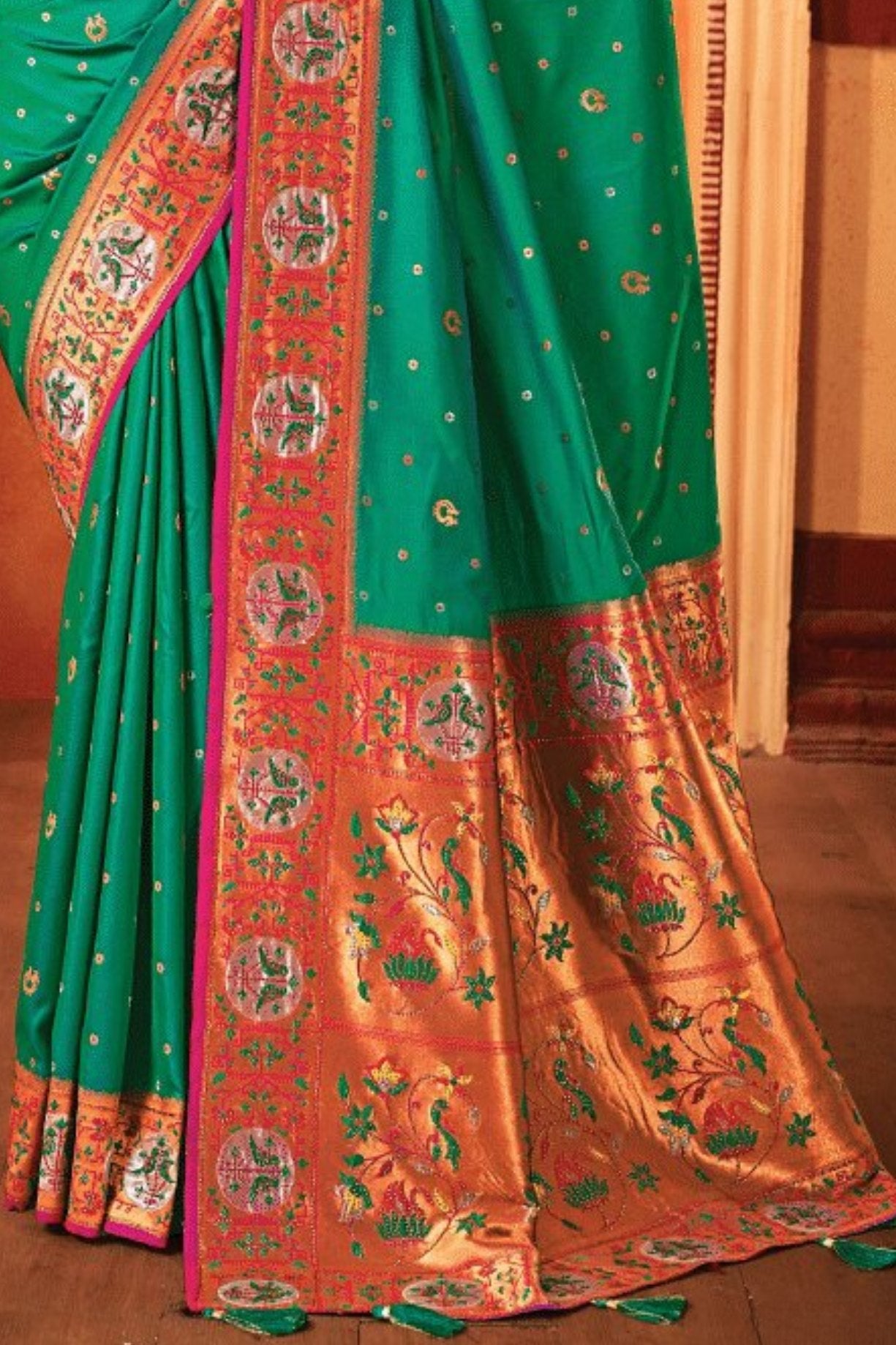 Eucalyptus Green Woven Paithani Saree