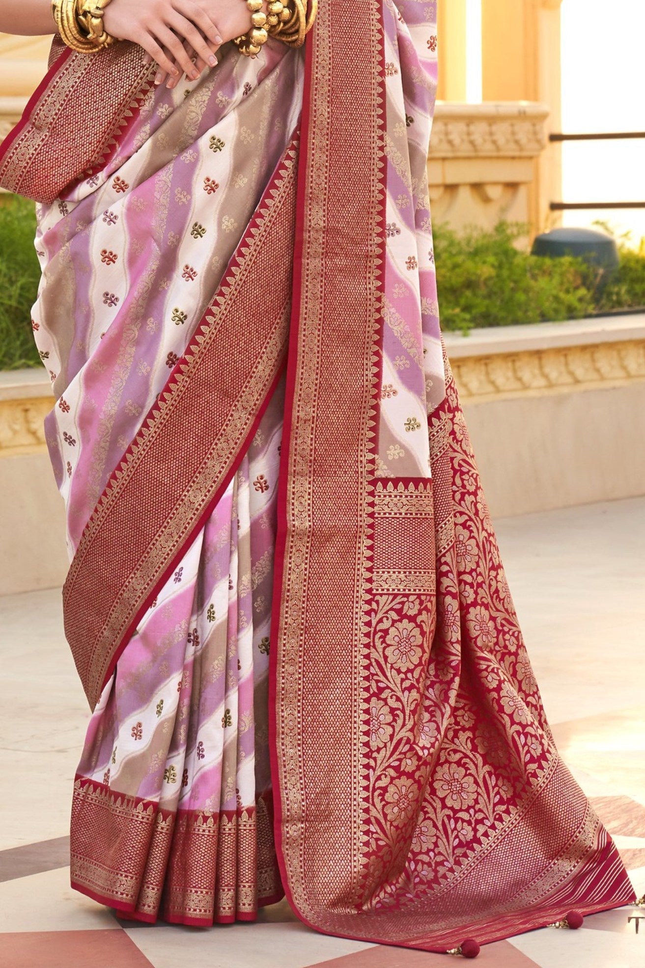 Oriental Pink Woven Patola Printed Silk Saree