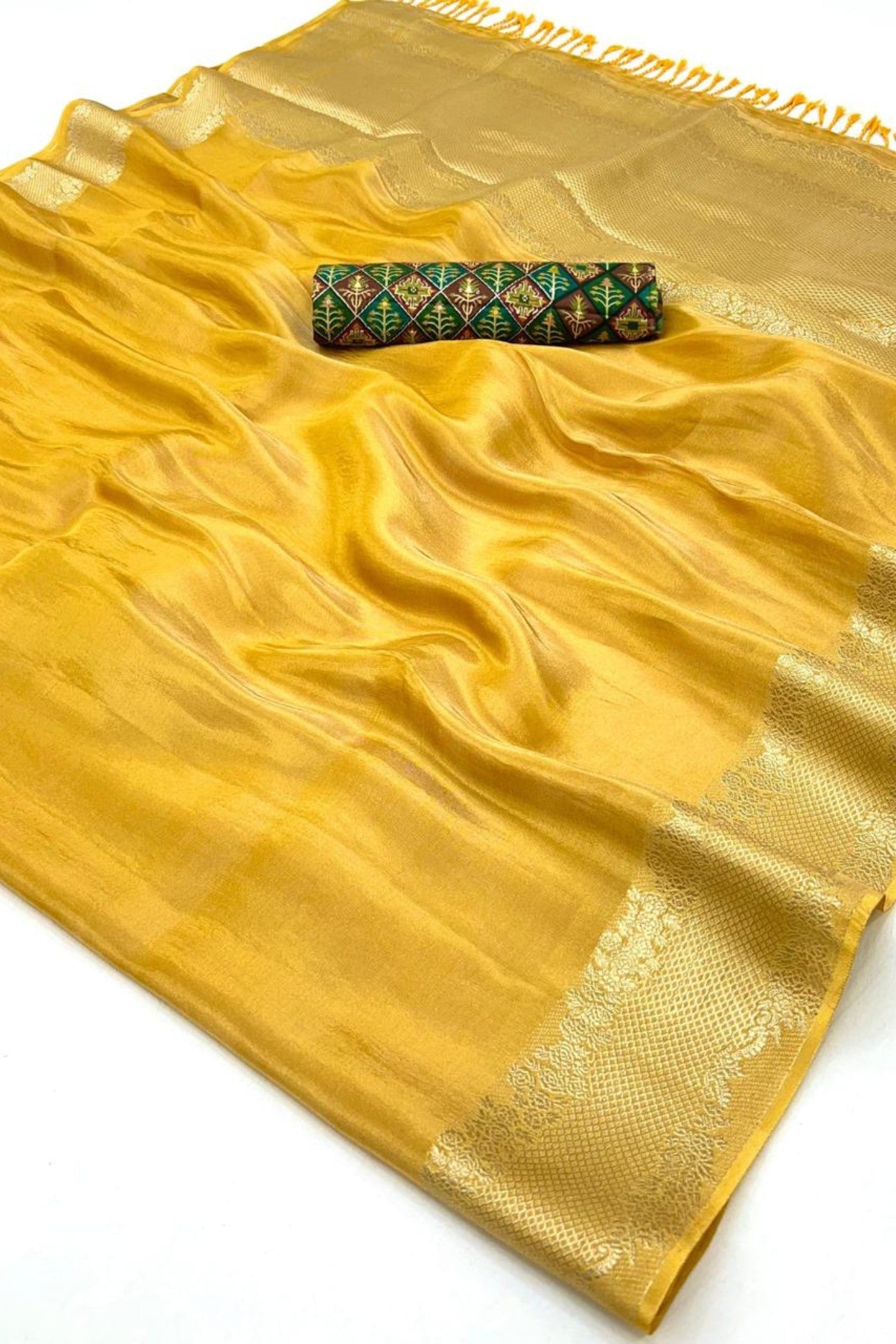 Sunflower Yellow Tissue Silk Saree