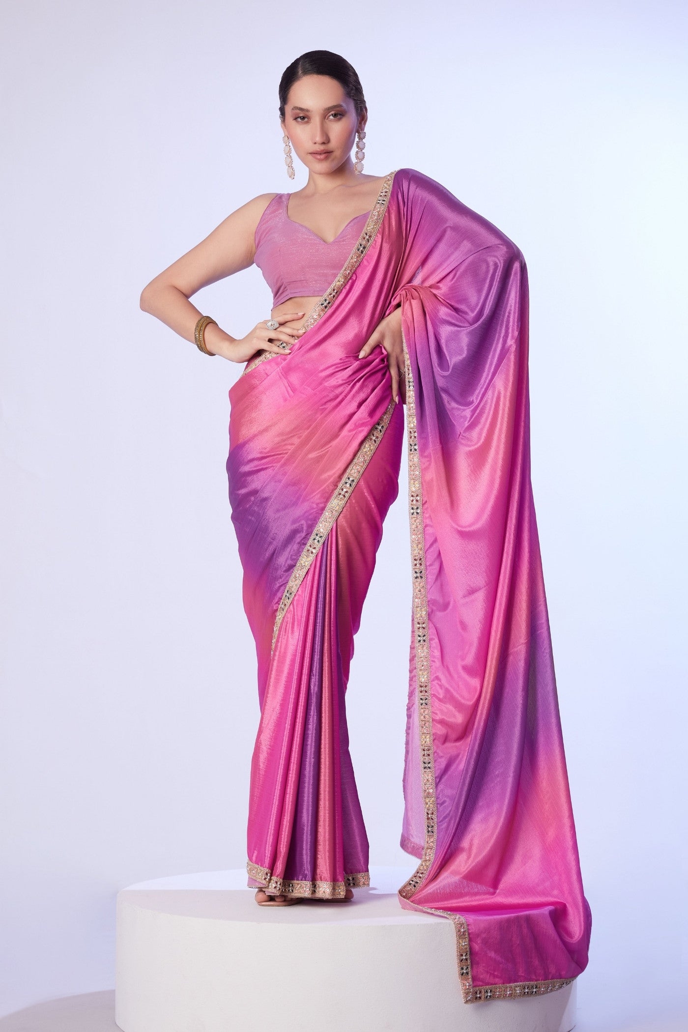 Taffy Pink Designer Partywear Saree