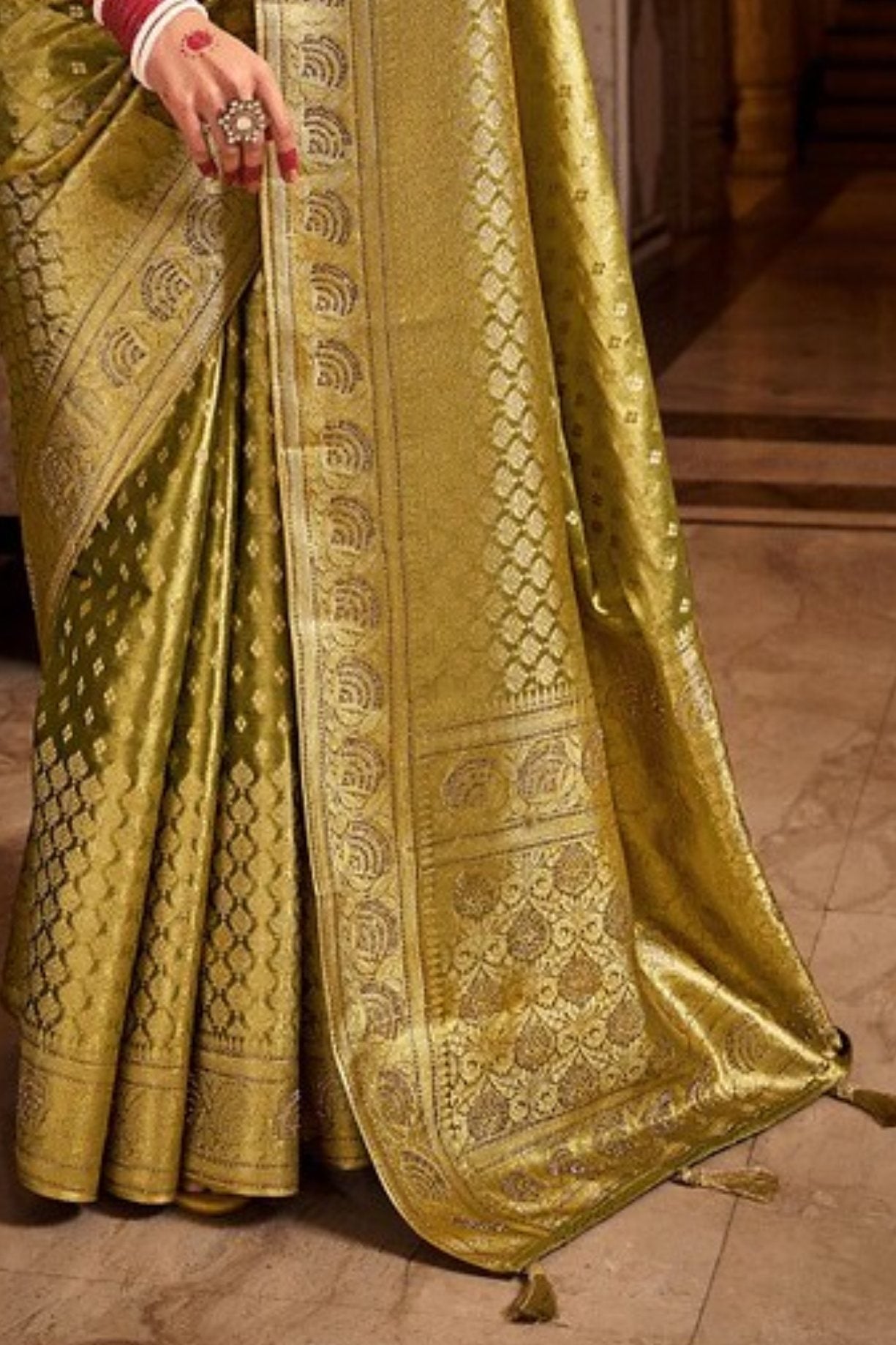 Kumera Green Zari Woven Banarasi Saree