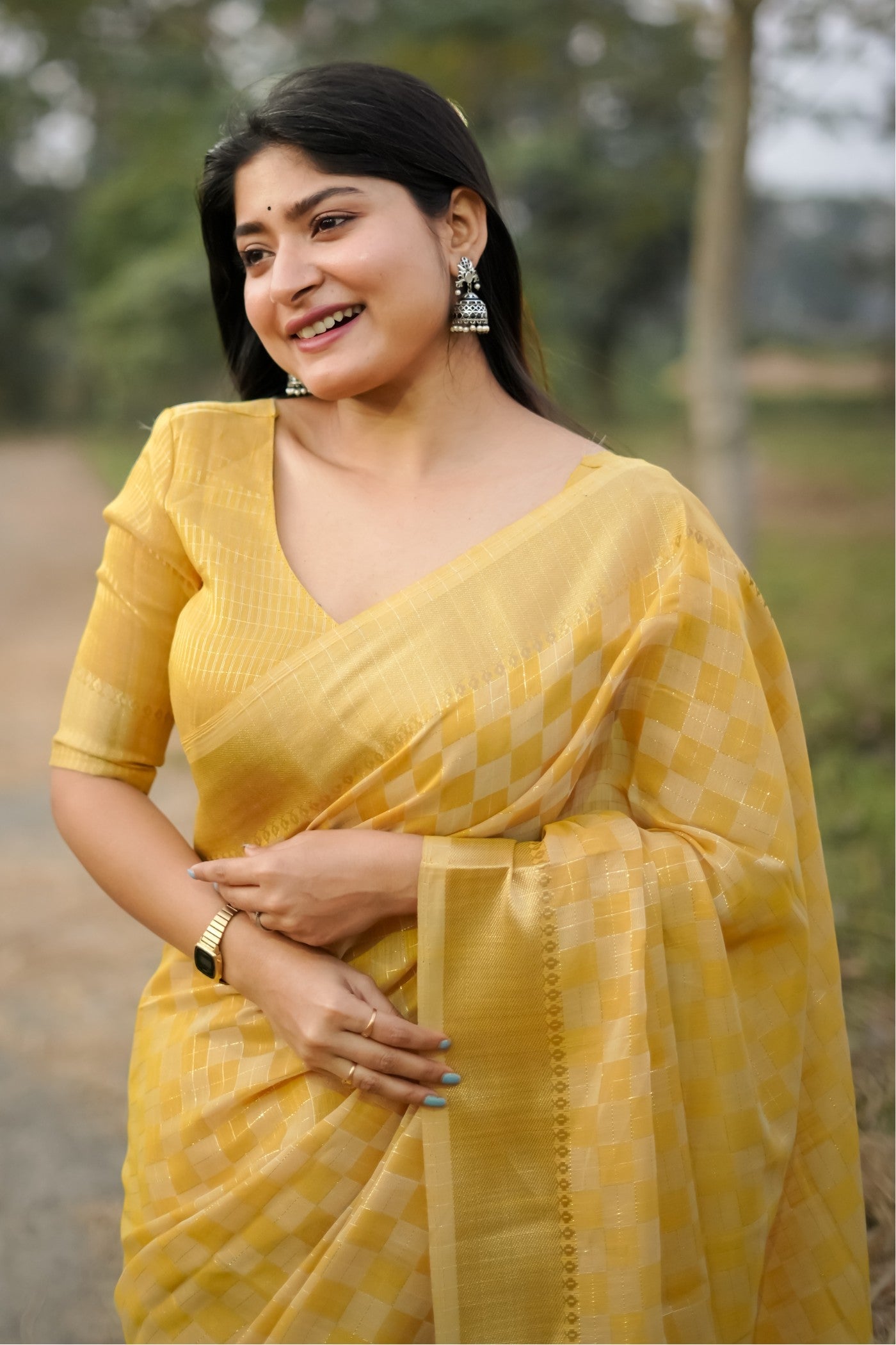 Honey Yellow Banarasi Raw Silk Saree