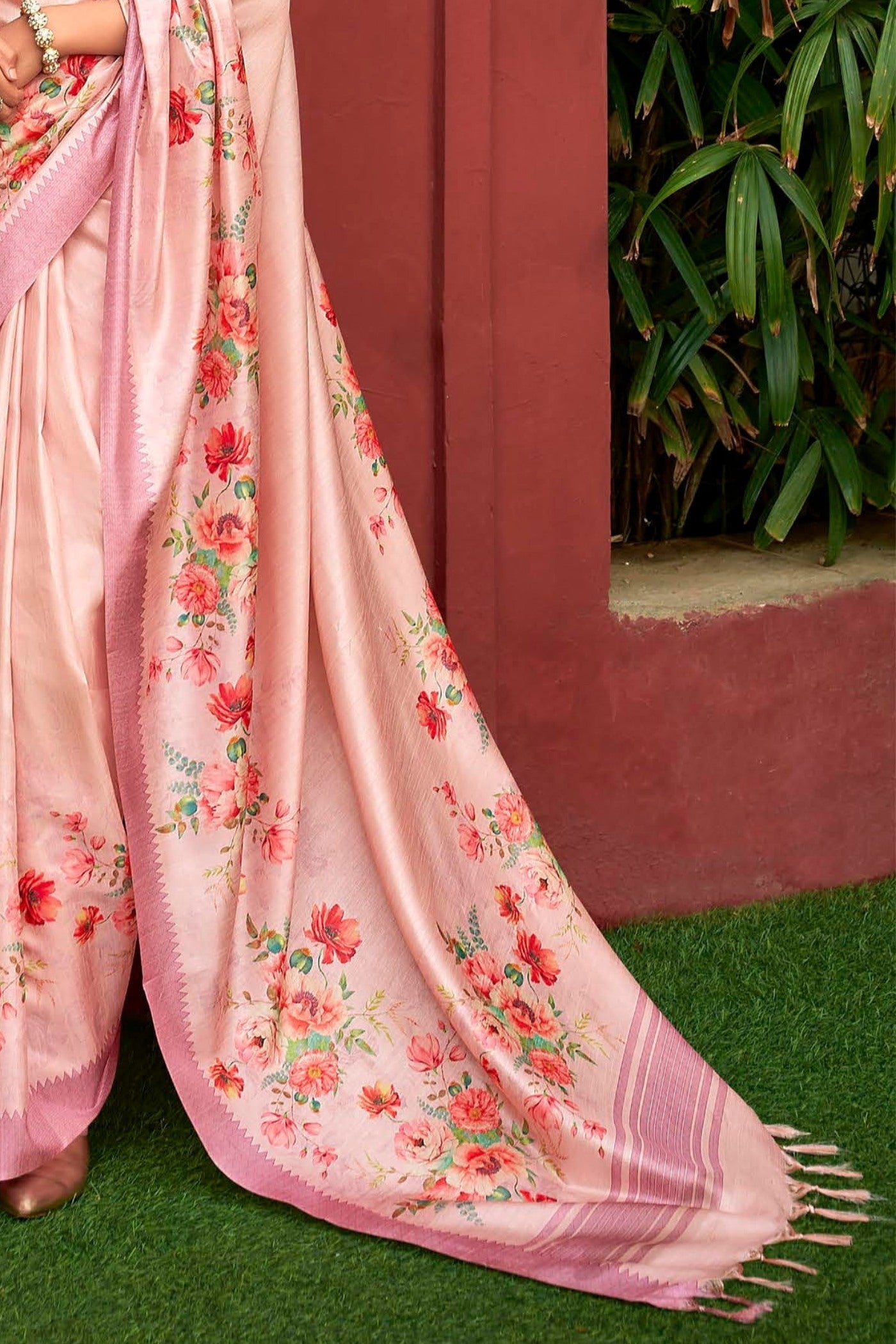 Mandys Pink Digital Printed Banarasi Saree