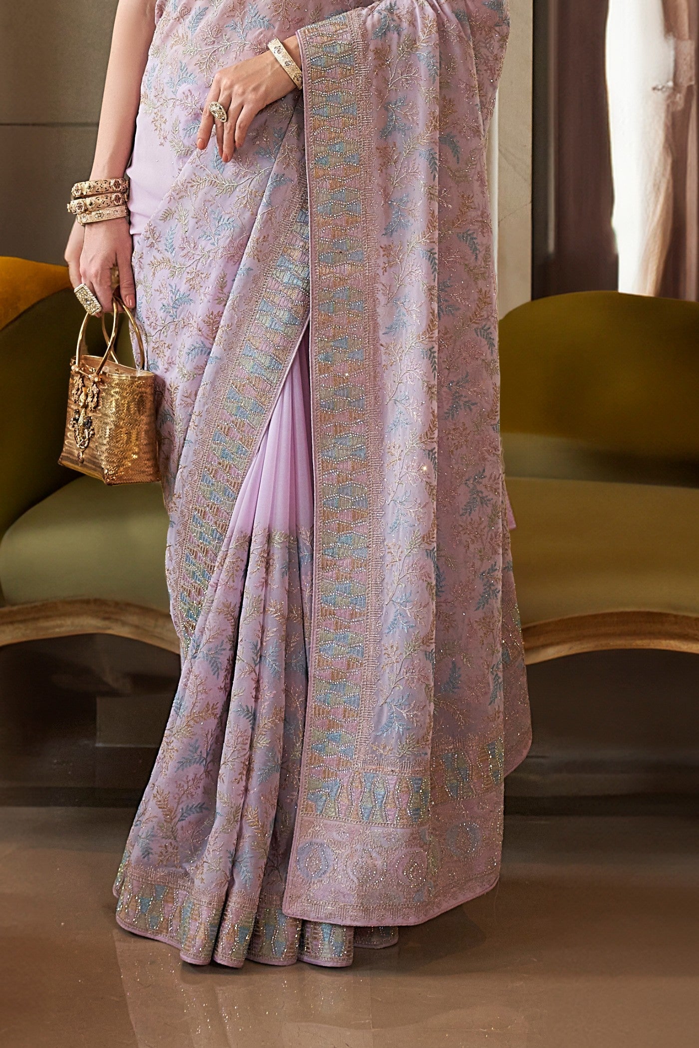 Del Rio Purple Tissue Designer Saree