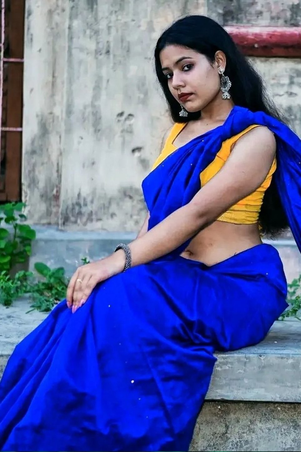 Royal Blue Cotton Plain Saree