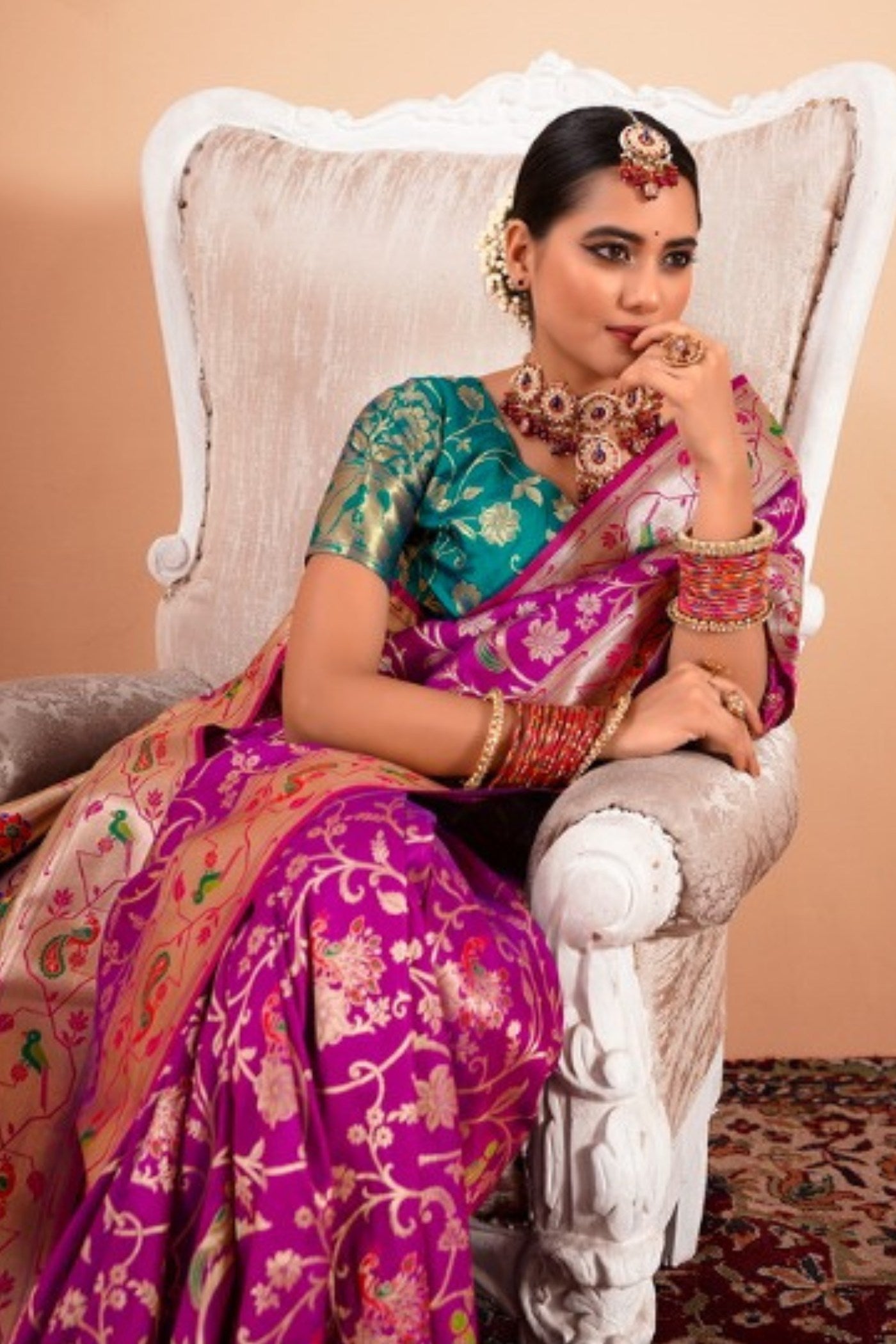 Grape Purple Woven Paithani Saree