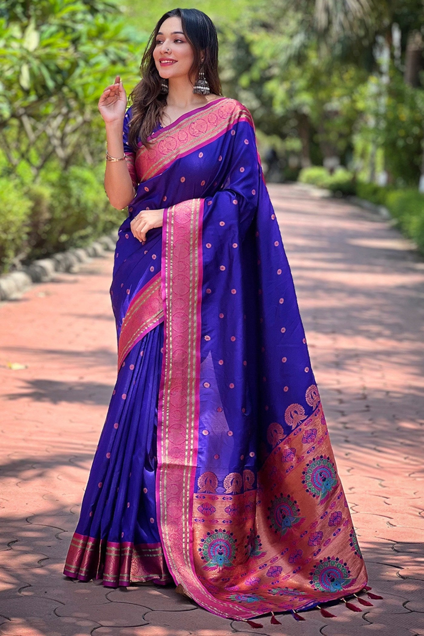 Royal Blue Zari Woven Paithani Saree