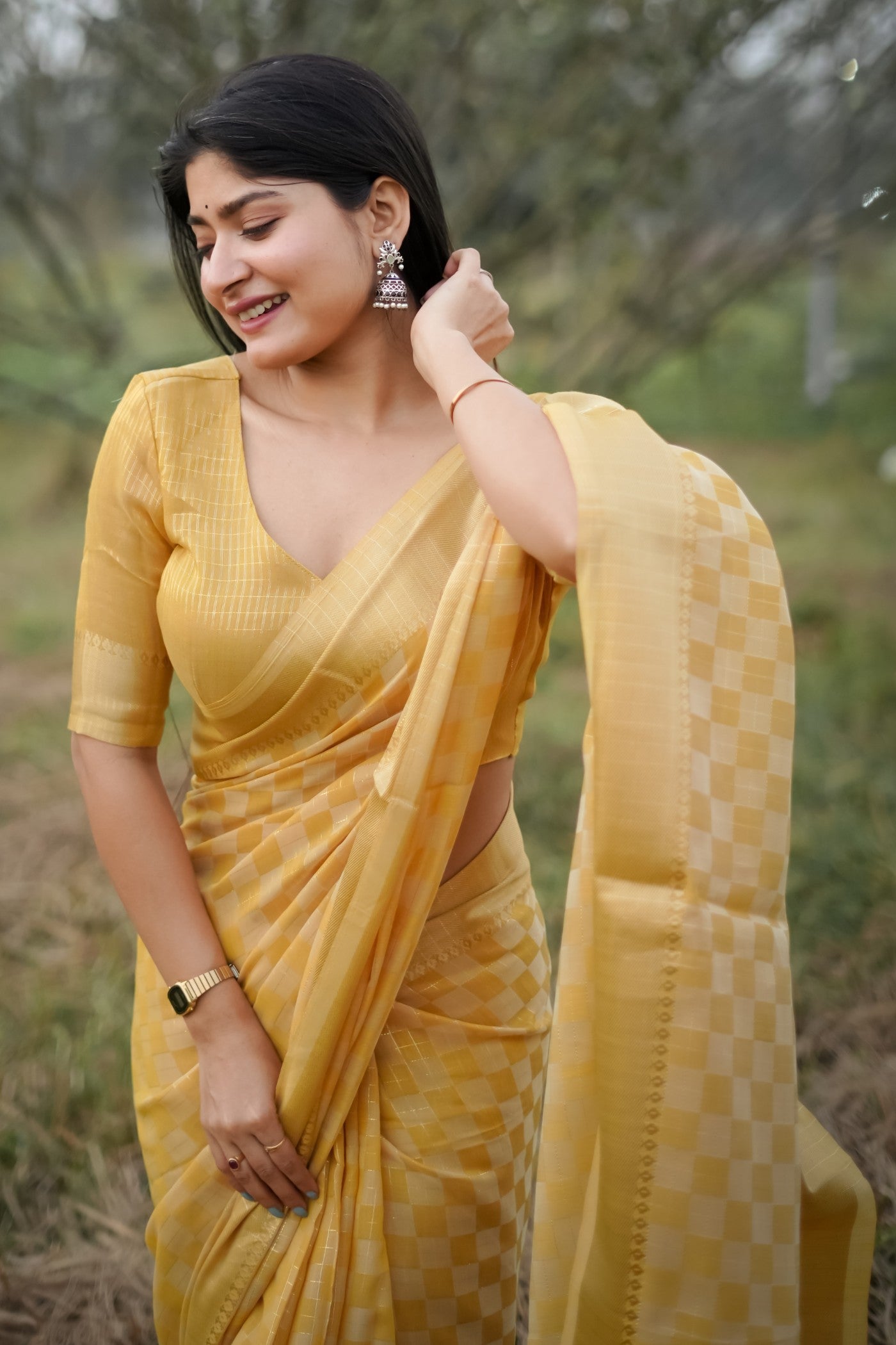 Honey Yellow Banarasi Raw Silk Saree