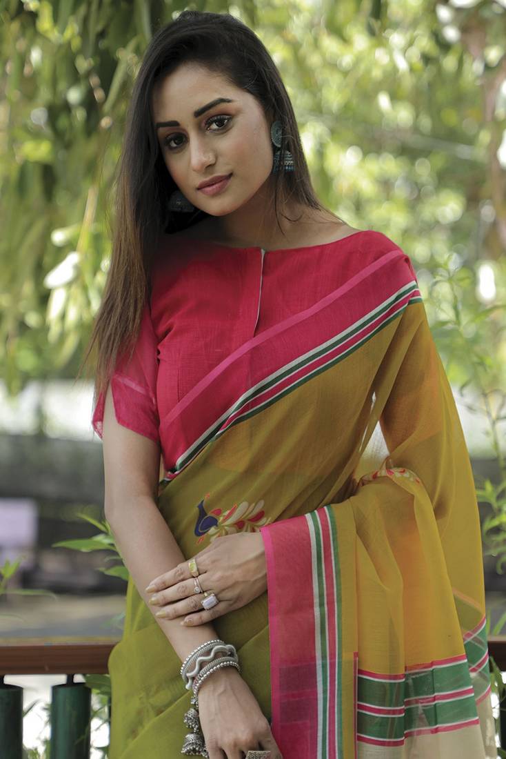 MultiColor Linen Digital Printed Saree