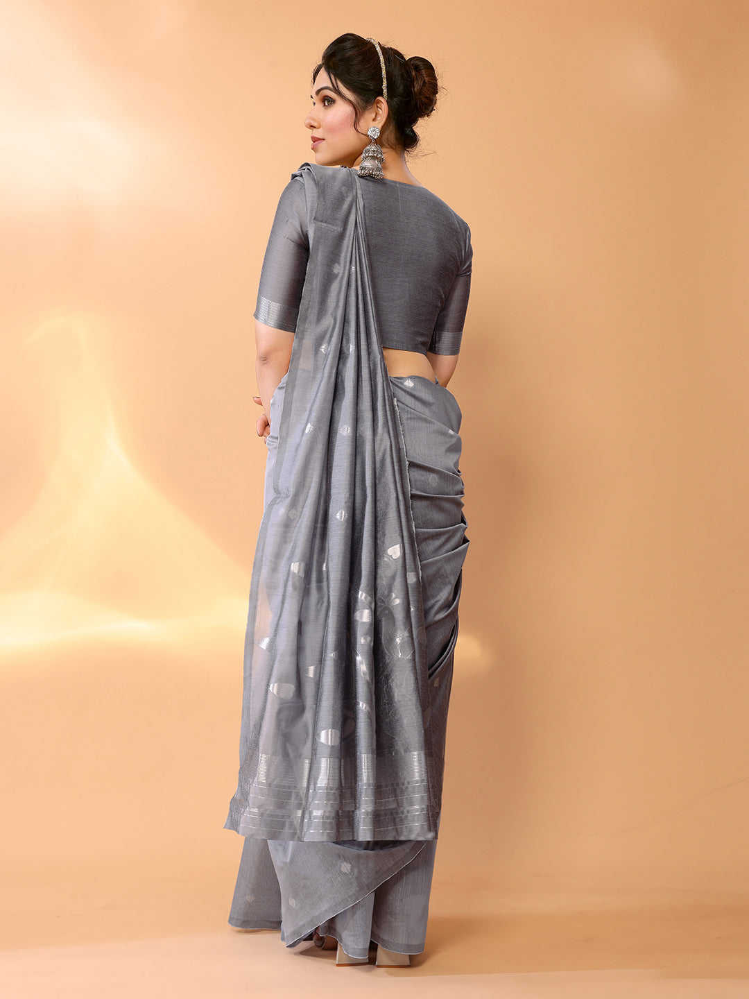 Oslo Grey Woven Chanderi Cotton Saree