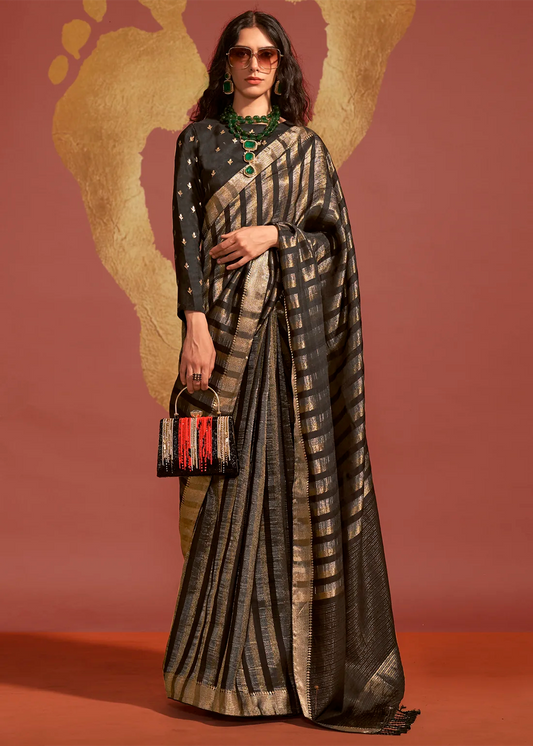 Black Banarasi Handloom Silk Saree