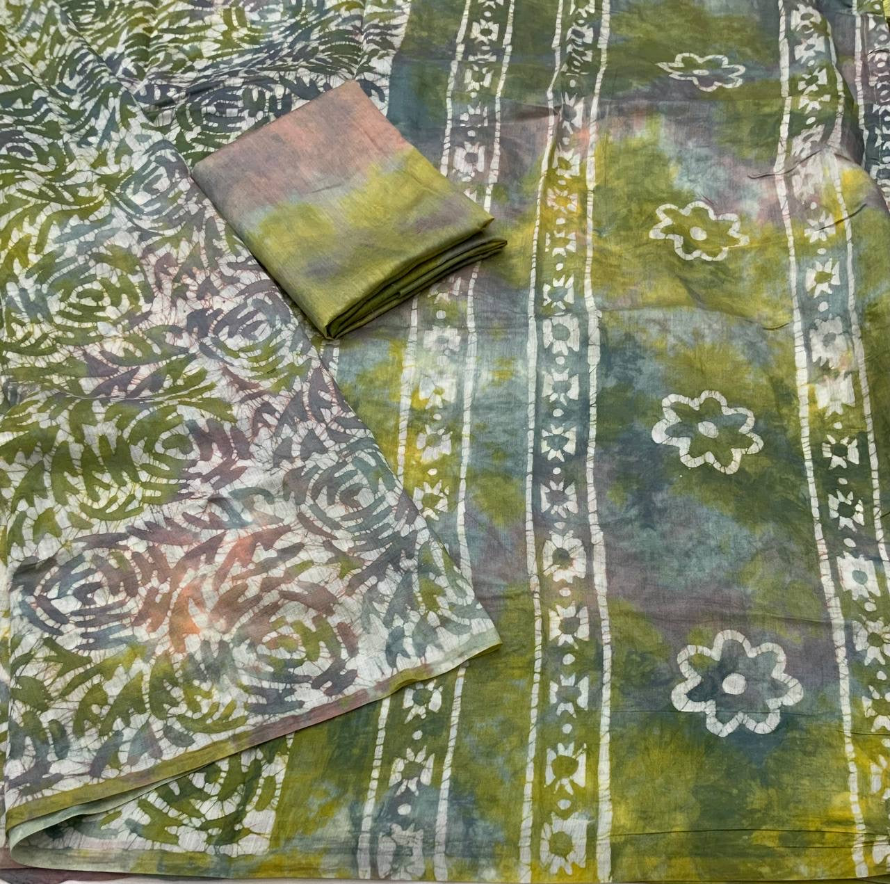 Pure Soft Chanderi Cotton Saree With Spray Style Hand Block Prints