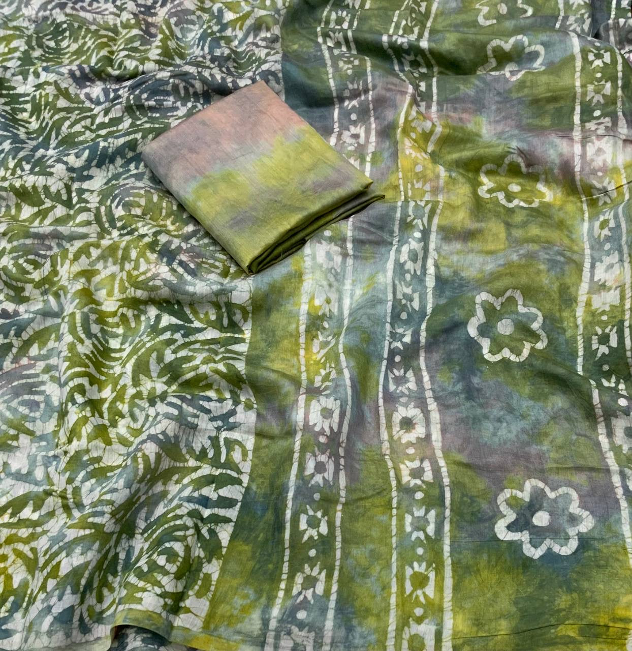 Pure Soft Chanderi Cotton Saree With Spray Style Hand Block Prints